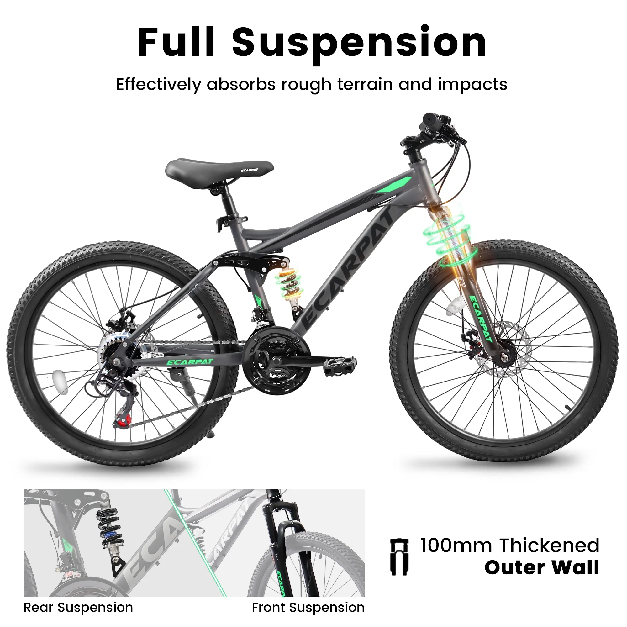 27.5-Inch Mountain Bike for Adults | 21-Speed Trail & City Bicycle with Disc Brakes | Gray