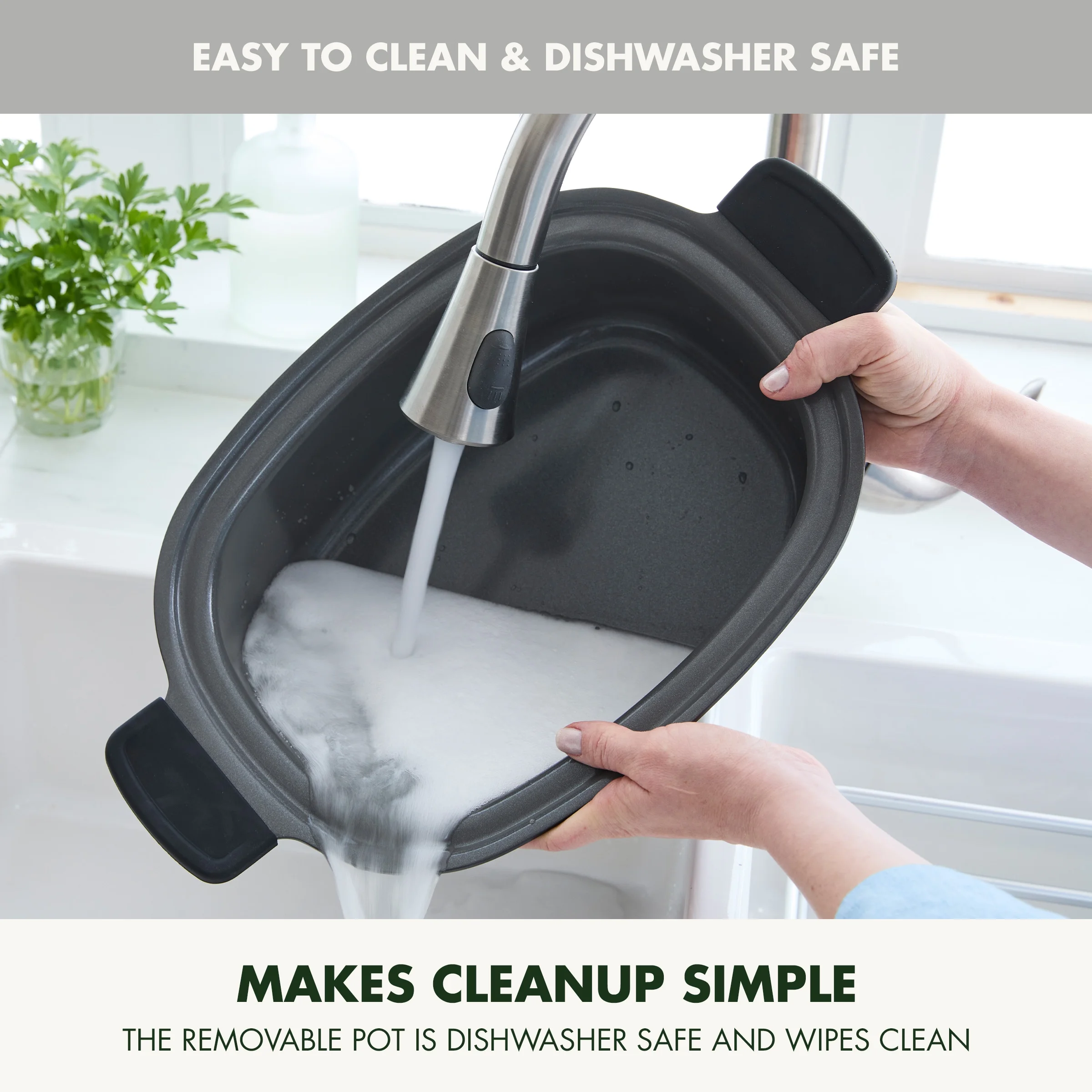 GreenPan 6-Quart, 14-in-1 Slow Cooker, Family Size, Ceramic Nonstick, Dishwasher Safe Parts, Black