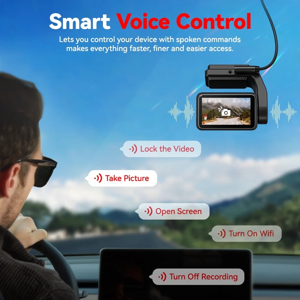 REDTIGER A4 Dash Cam 4K, Dash Cam Front and Rear with 5.8G Wifi & GPS, Touch Screen Dash Cam, Voice Control, Super Night Vision, G-Sensor, Free 64GB Card