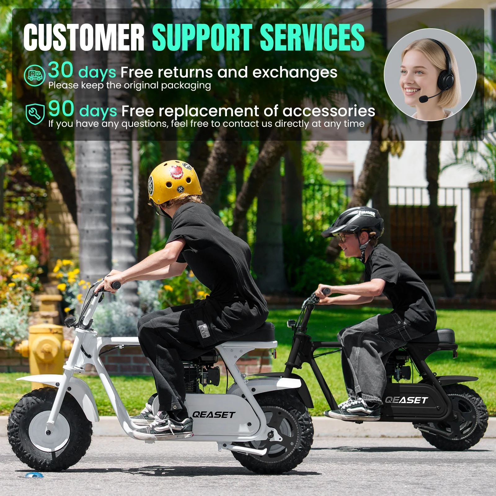 QEASET MB001 Gas Powered Mini Dirt Bike 99CC for Teens and Adults, 25MPH Off Road Motorcycle, Weight Support Up to 200 LBS - Black