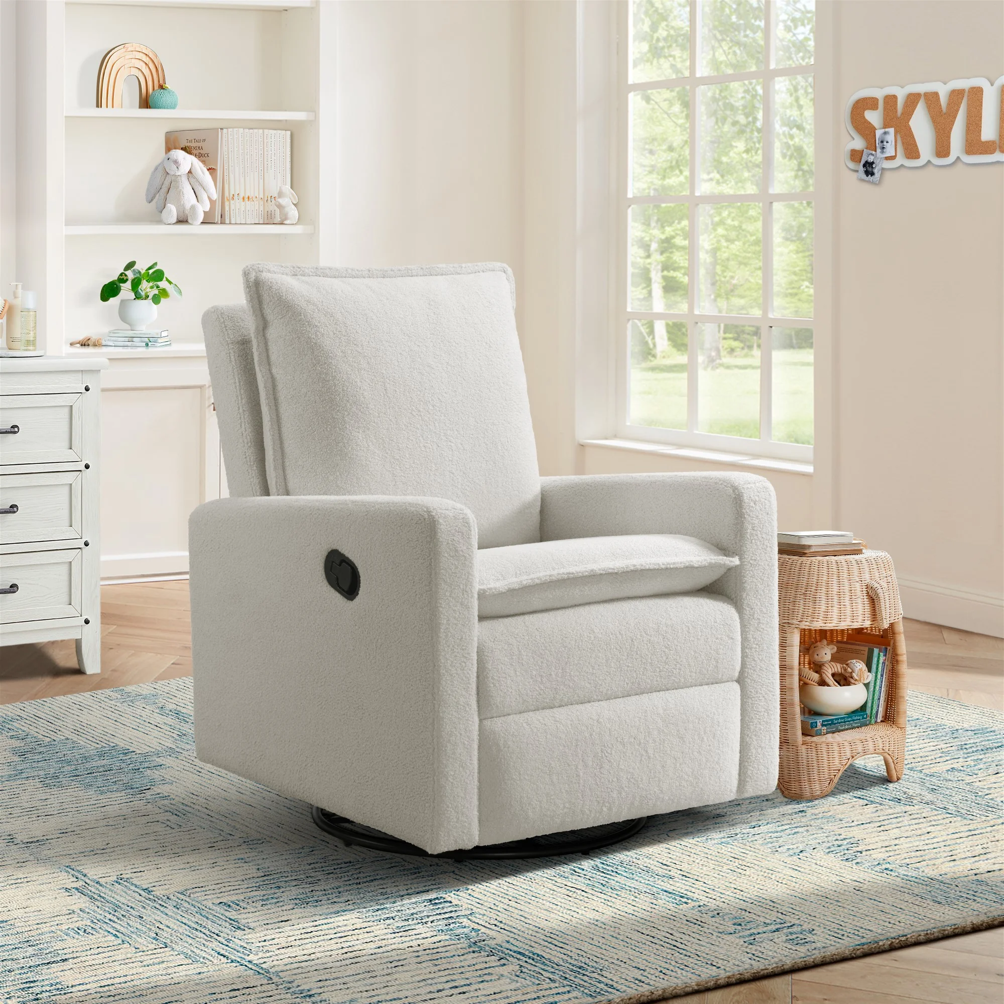 Soho Baby Coventry Glider Recliner Boucle White