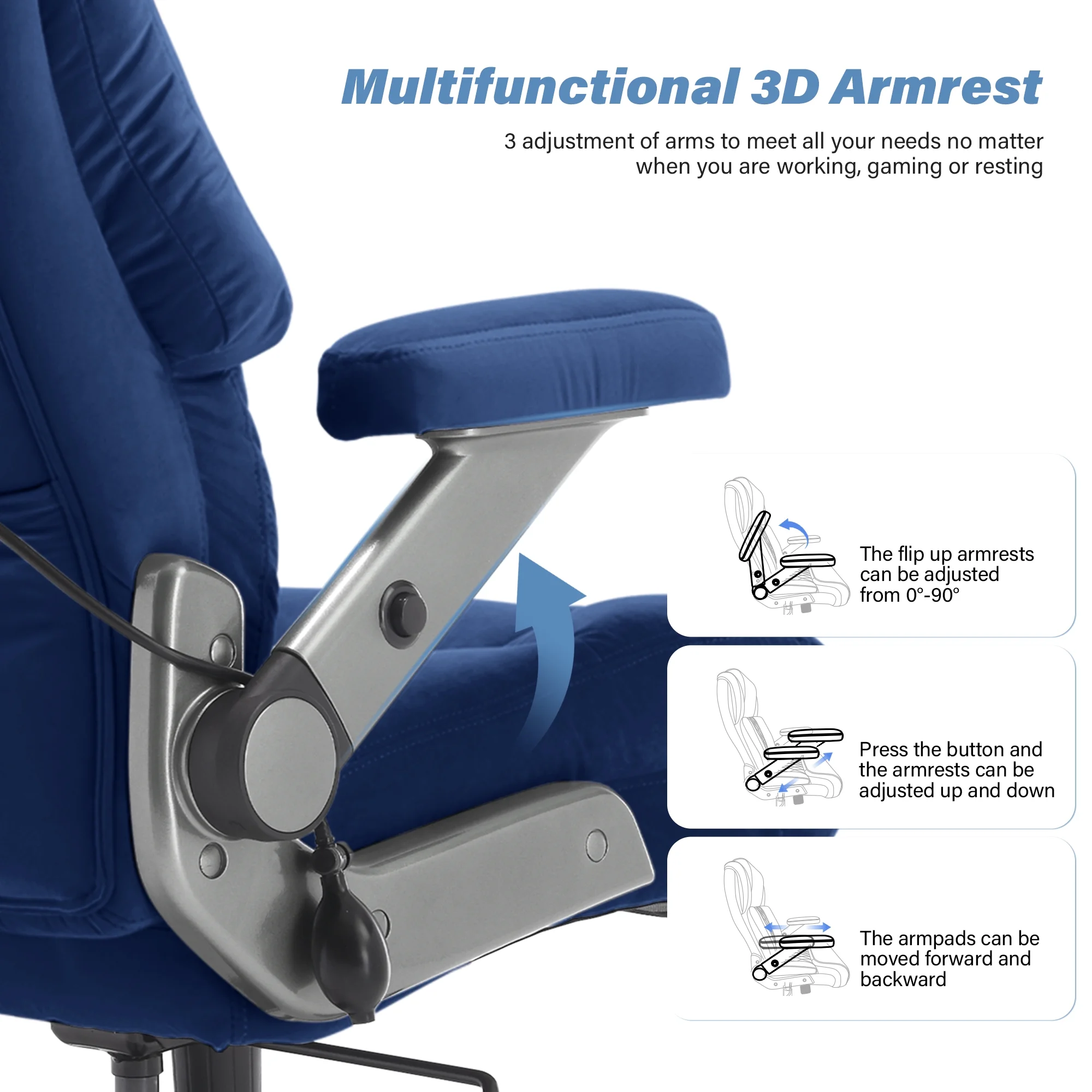 Big and Tall 700lbs Office Chair, Ultra-Soft Fabric Executive Desk Chair, Ergonomic Computer Chair with 3D Flip Up Arms, Adjustable Lumbar Support, Heavy Duty Metal Base and Quiet Rubber Wheel, Black