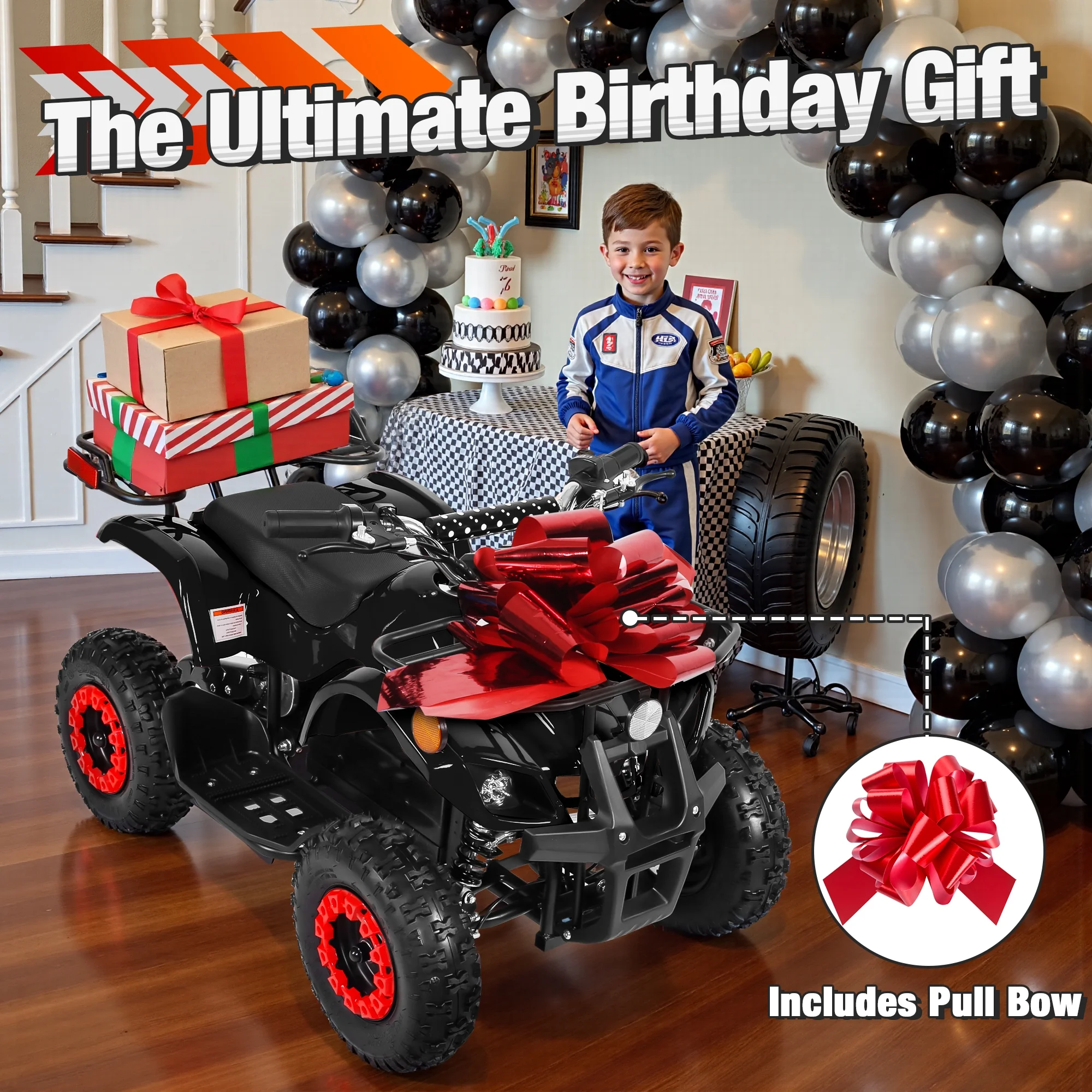 ATV for Kids, 36 Volt Ride on Toys, 500w Motor Quad Bike for Big Kids, Power Car Wheel with Metal Frame, Speed Control, Suspension, Black