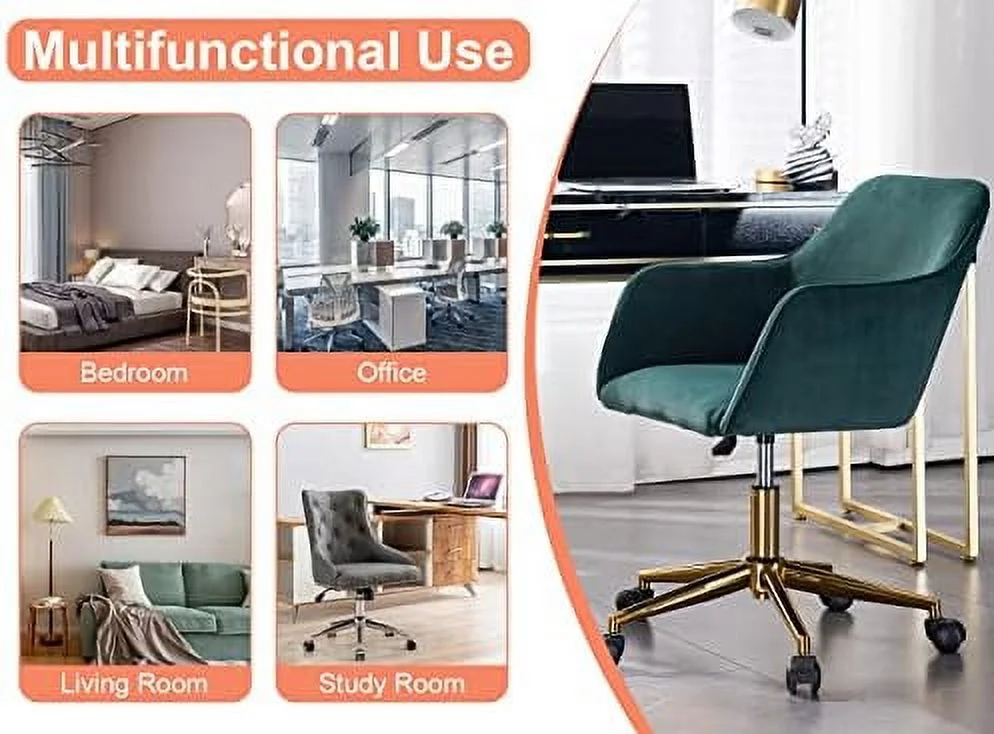 Modern Faux Fur Home Office Chair Height Adjustable, White Desk Chair Vanity Chair for Makeup Room, Rolling Desk Chairs with Wheels, Swivel Furry Cute Desk Chair for Teen Girls Women