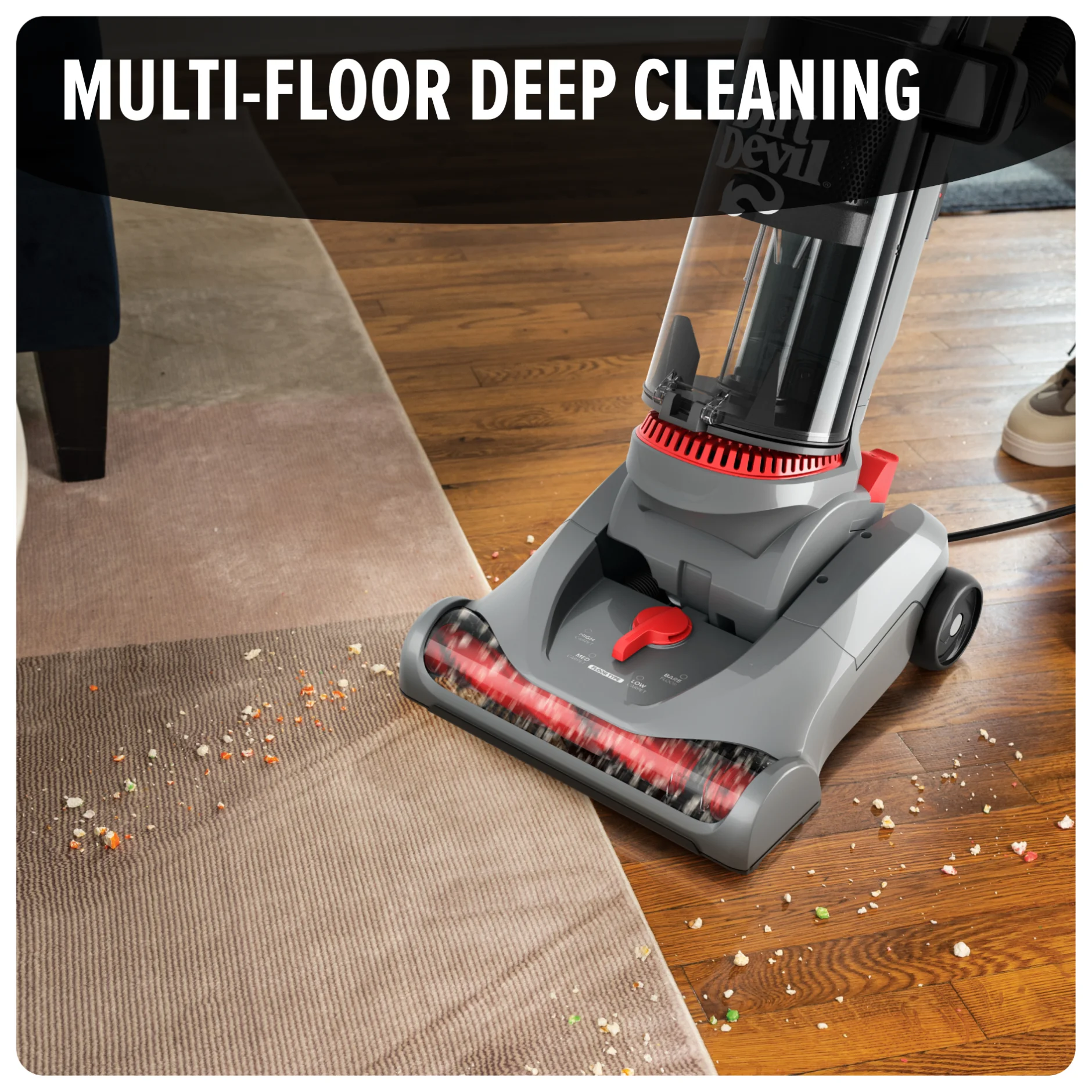 Dirt Devil Performance Pet Bagless Upright Vacuum Cleaner, Pet Friendly, for Carpet & Hard Floors, Above Floor Cleaning, Lightweight, UD76211V, Gray