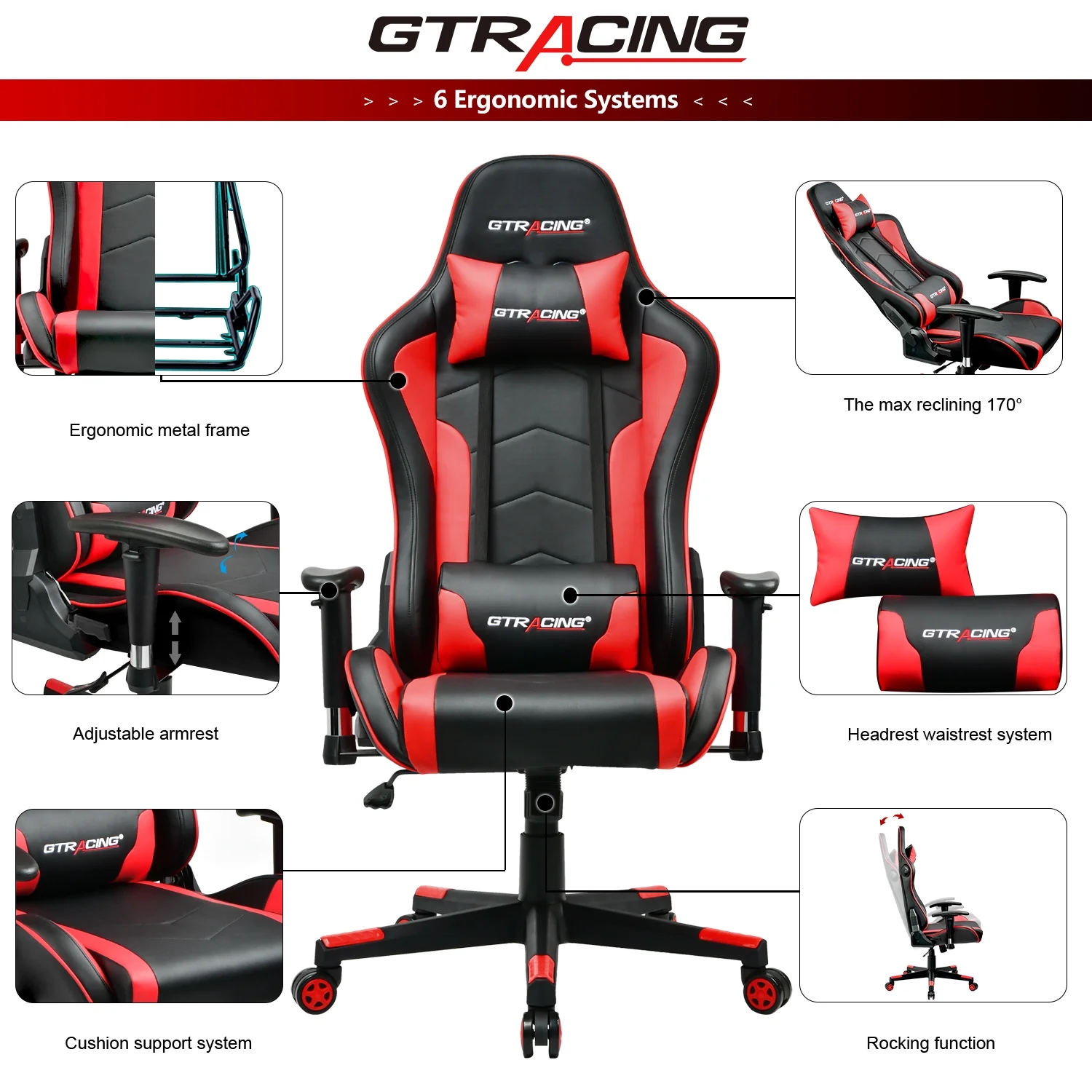 GTPLAYER Gaming Chair with Bluetooth Speakers Home Office Computer Chair, Purple
