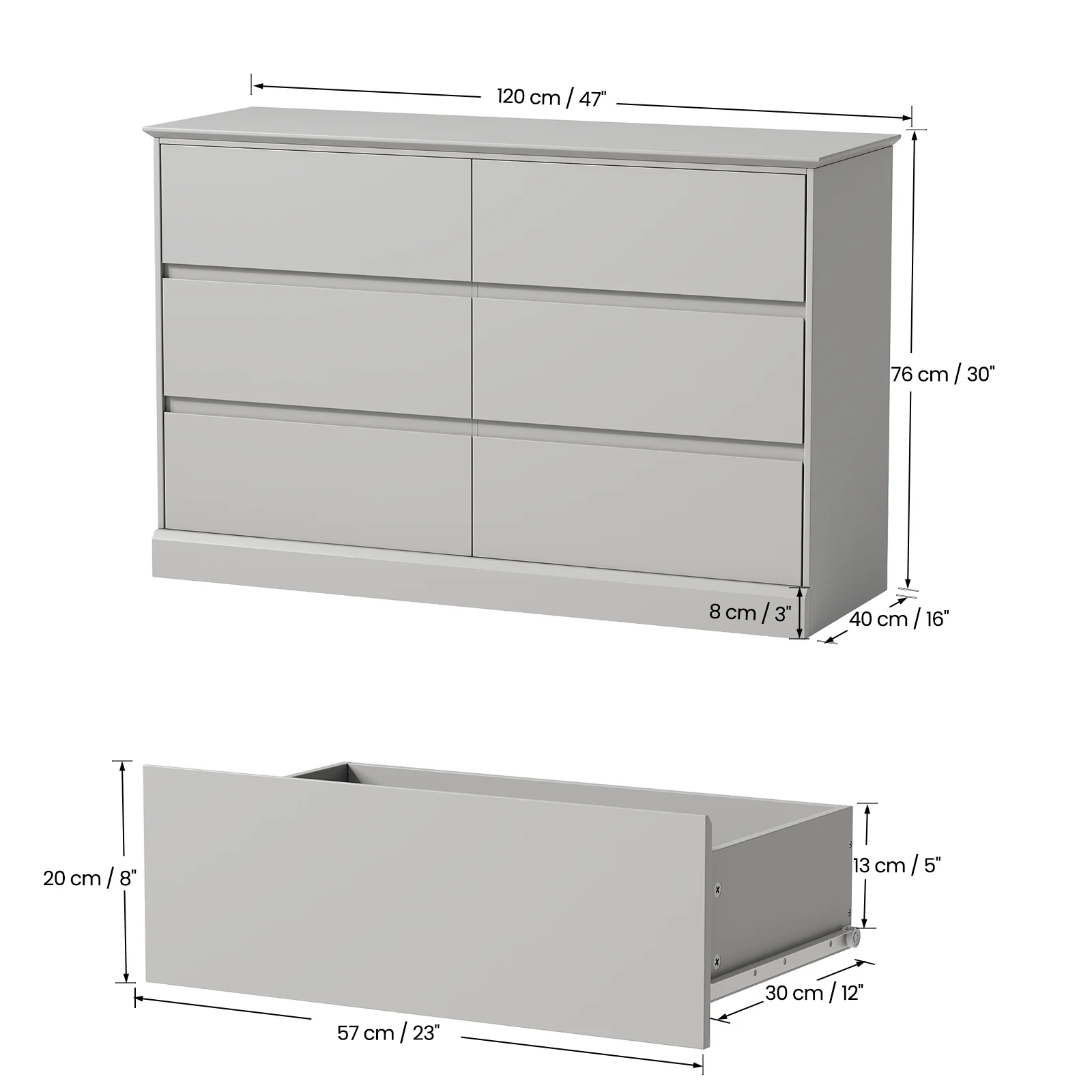 White Dressers Bedroom Dresser 6 Drawer Storage Chest of Drawers Double Dresser Storage Side Cabinet Room Furniture for Bedroom Living Room