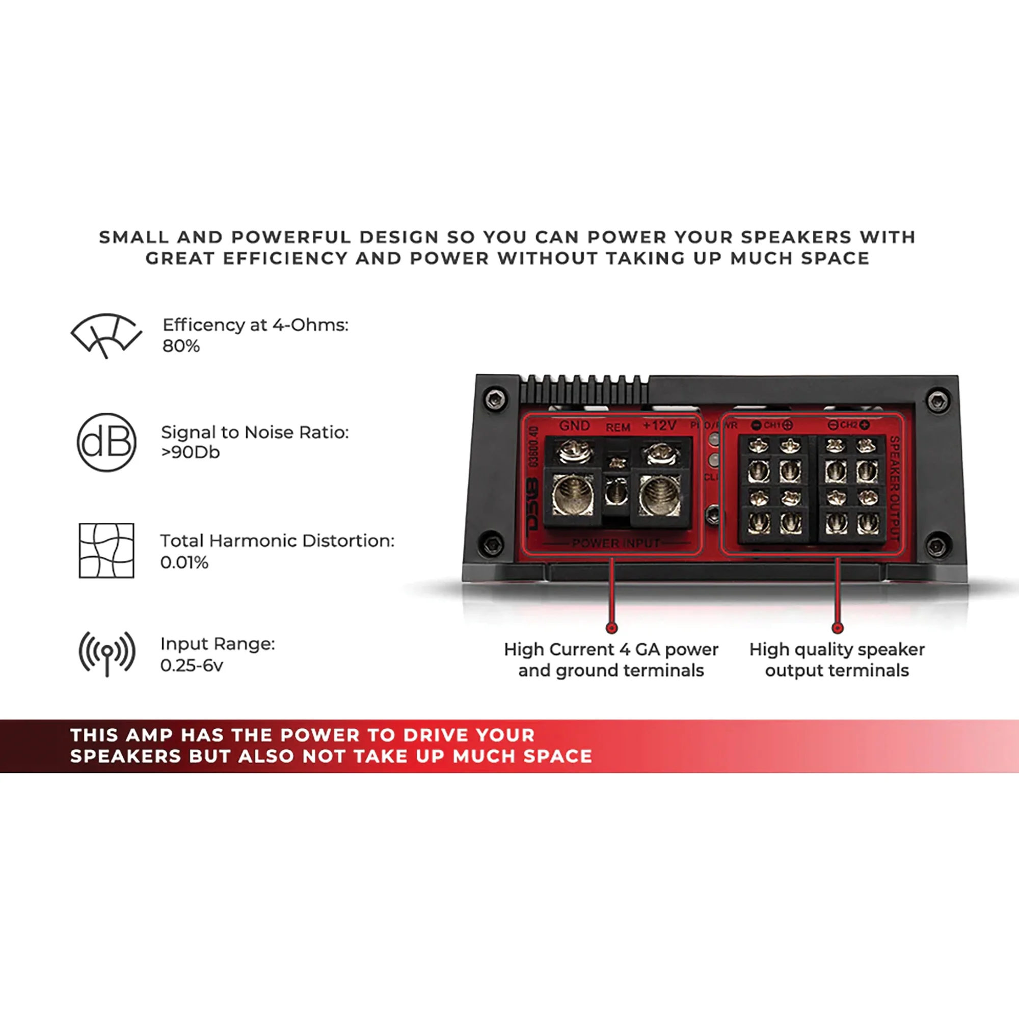 DS18 G3600.4D GEN-X 3,600-Watt-Max 4-Channel Full-Range Class D Amp
