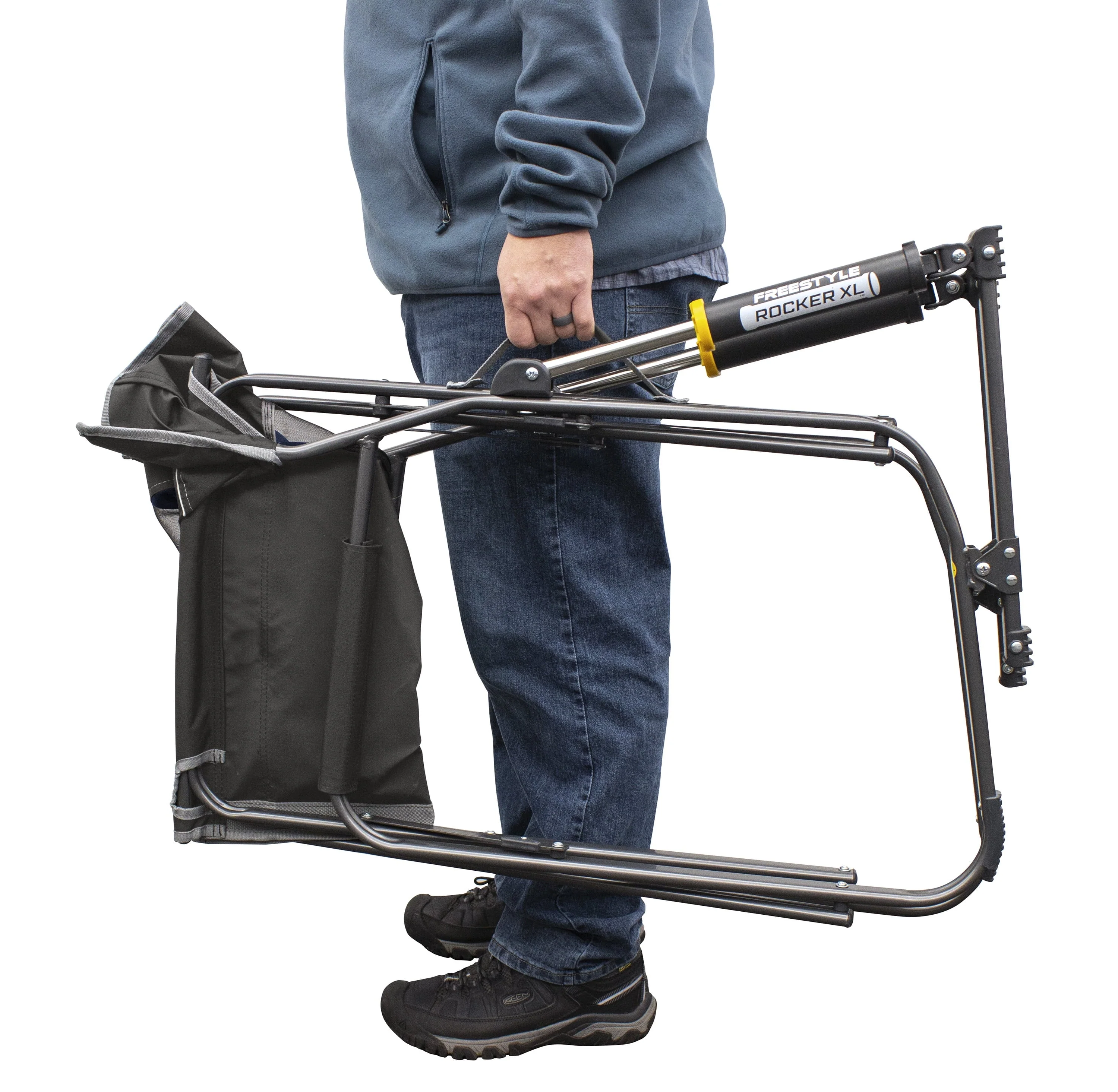 GCI Outdoor Freestyle Rocker XL Heavy Duty Portable Folding Camping Chair, Pewter Gray