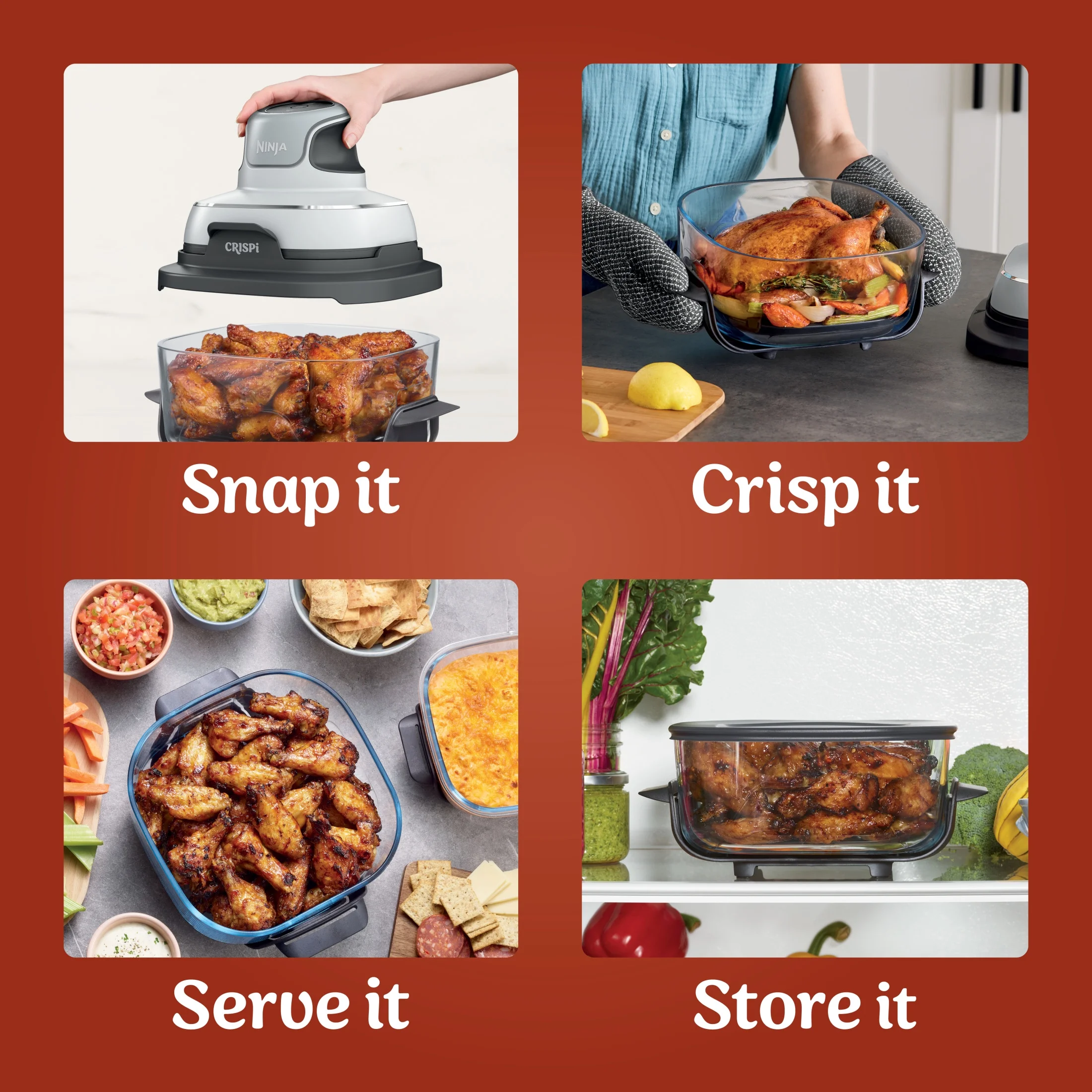Ninja Crispi 3-in-1 Portable Cooking System with 4 QT TempWare Container