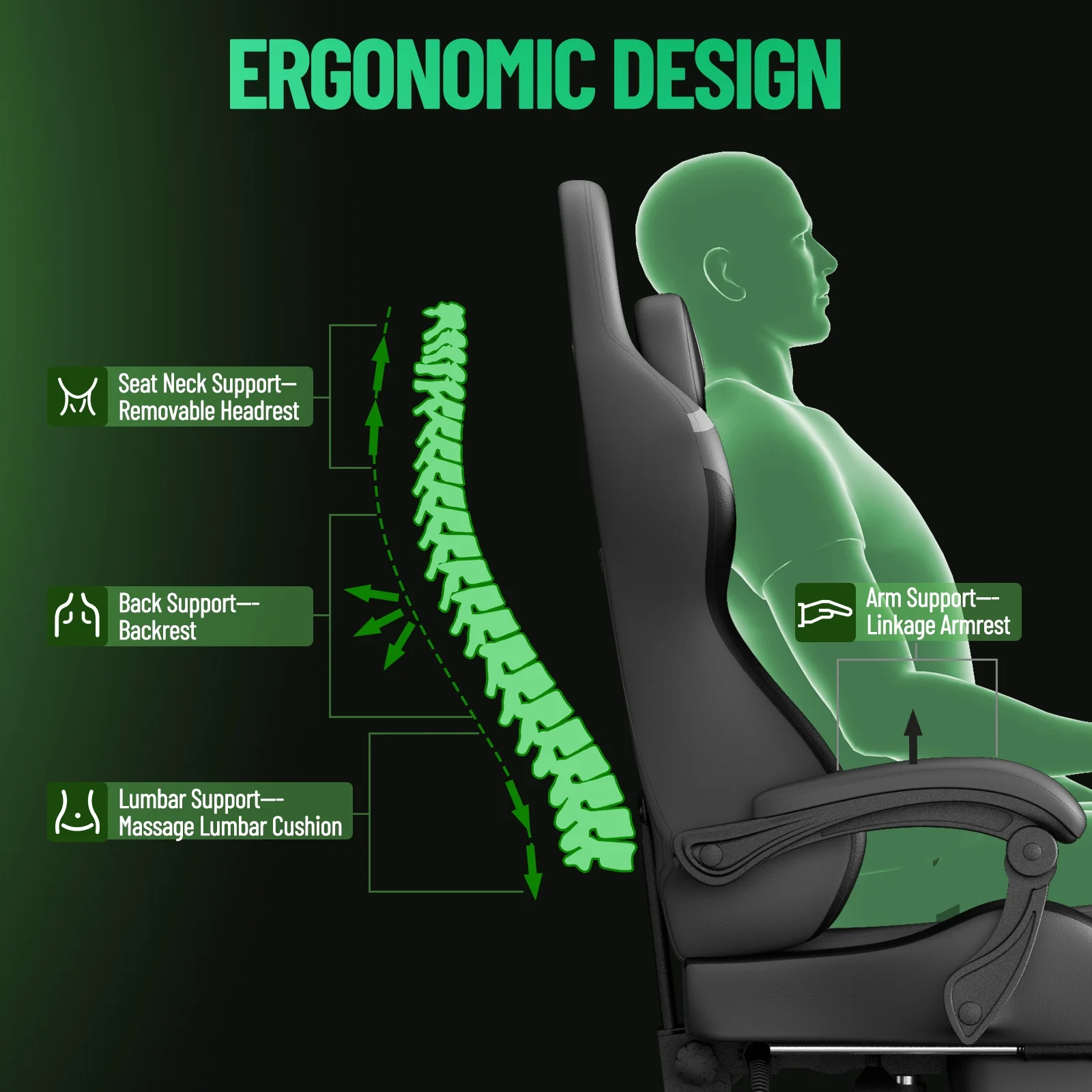 SOONTRANS Gaming Chair for Adults, Velvet Fabric High Back Comfortable Video Game Chair with Footrest and Massage Lumbar Cushion, Racing Computer Desk Chair, Ergonomic Gamer Chair, Black/Grey
