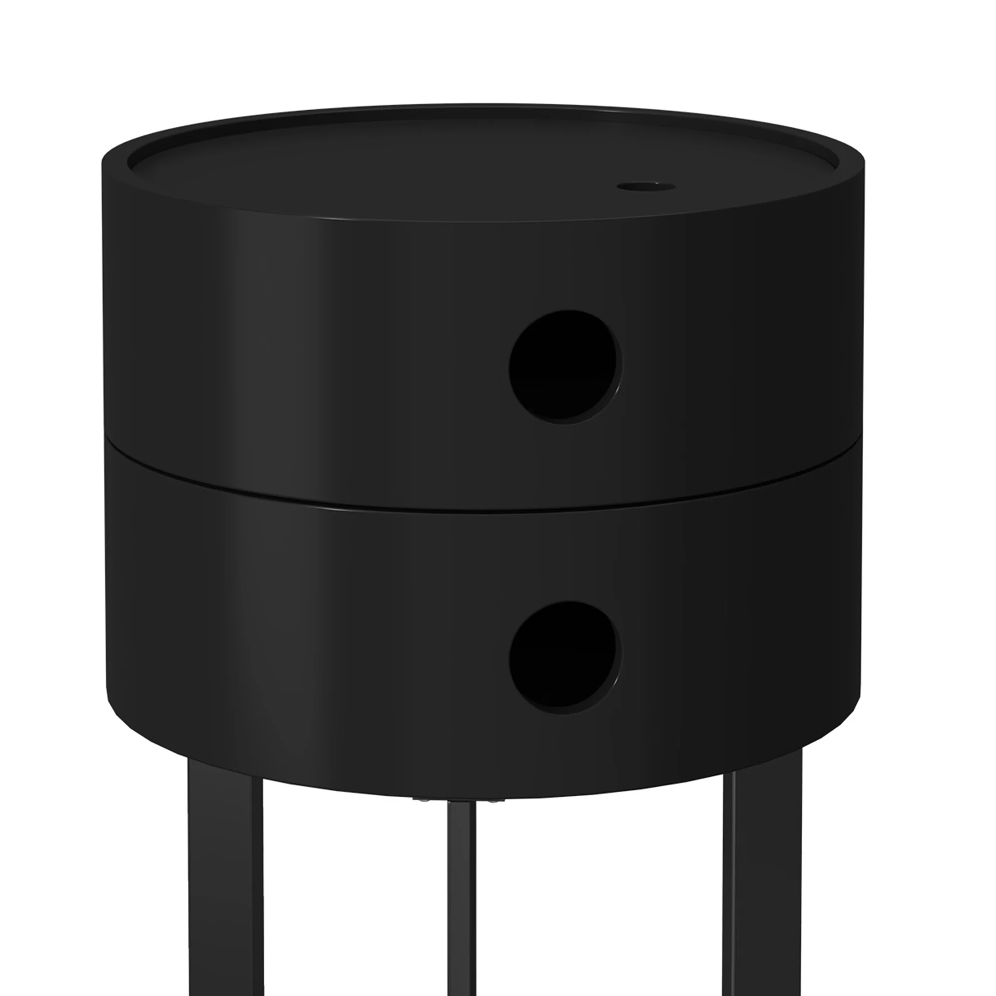 HLR Modern Round Wood Nightstand with Drawer, 2-Tier End Table for Living Room, Bedroom, Black