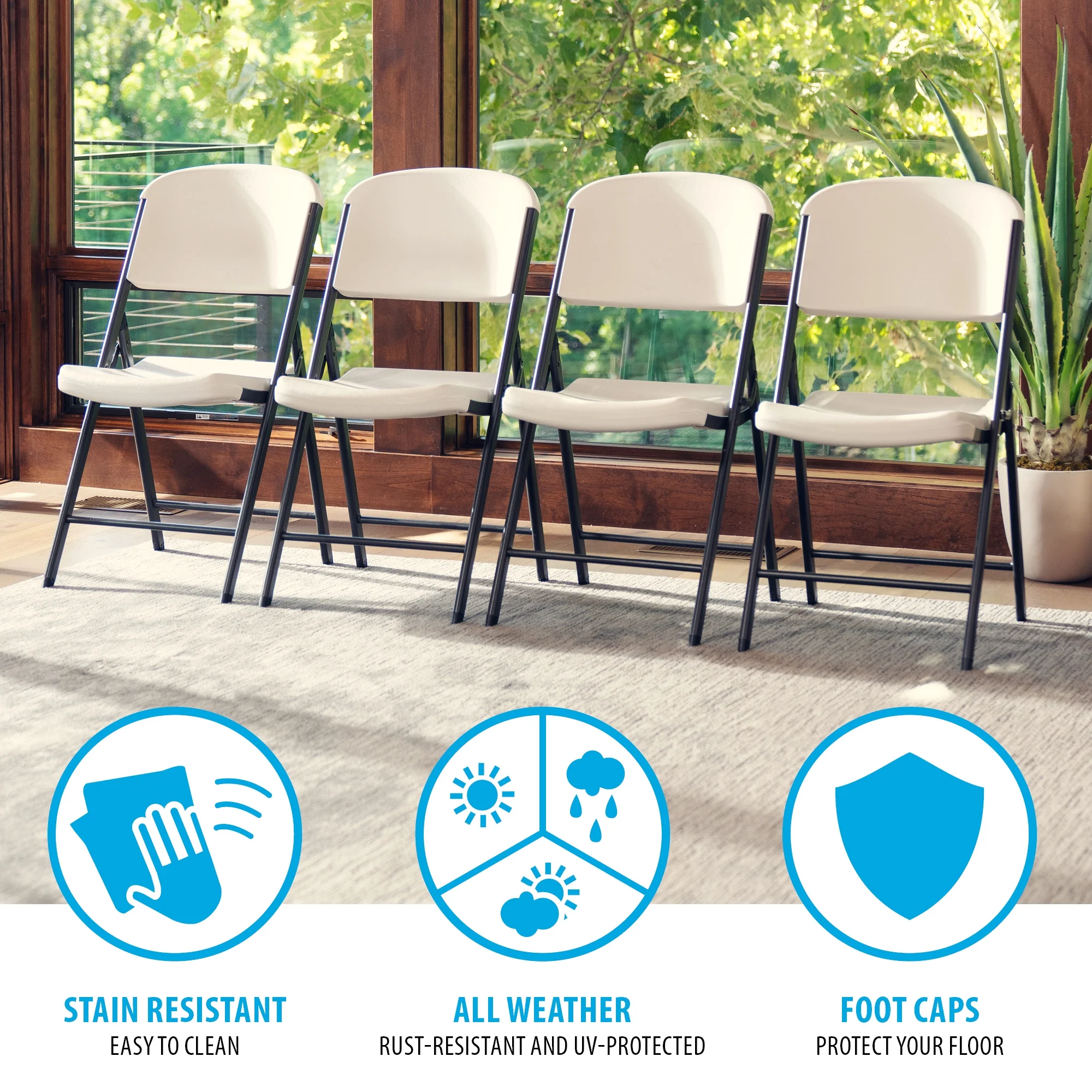 Lifetime Folding Chair, Indoor/Outdoor Commercial, White Granite, 4 Pack (42804)