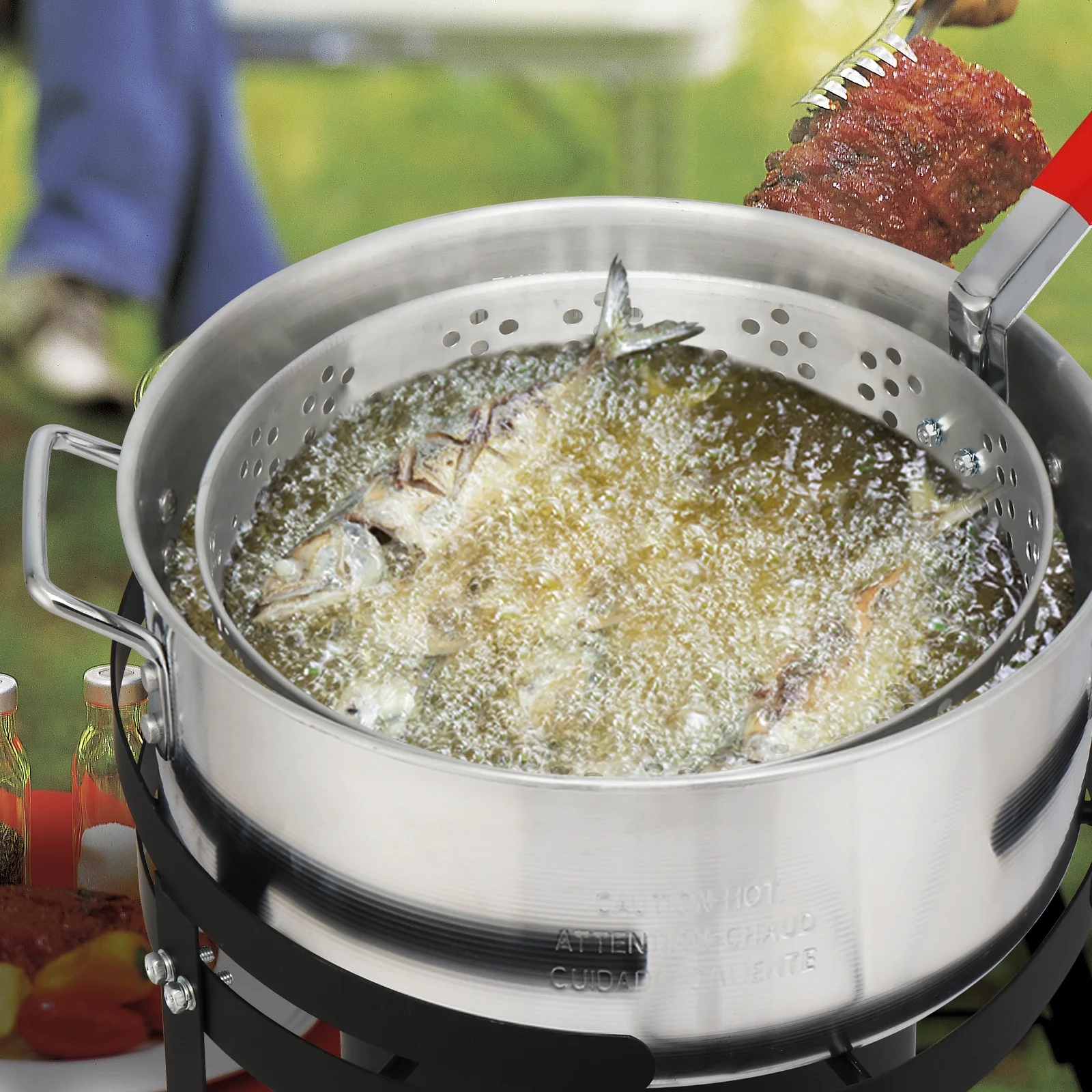 Qiushi 30QT Turkey Fryer Kit with 10QT Fish Pot, 54,000 BTU Outdoor Propane Gas Fryer Cooker, Includes Aluminum Pots, Basket, Poultry Rack, Thermometer for Frying, Boiling, and Seafood Cooking