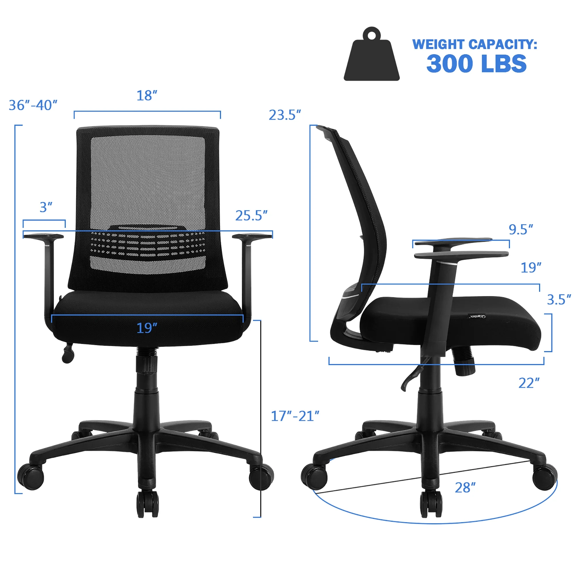 Costway Height Adjustable Mesh Office Chair  Task Chair  w/Lumbar Support