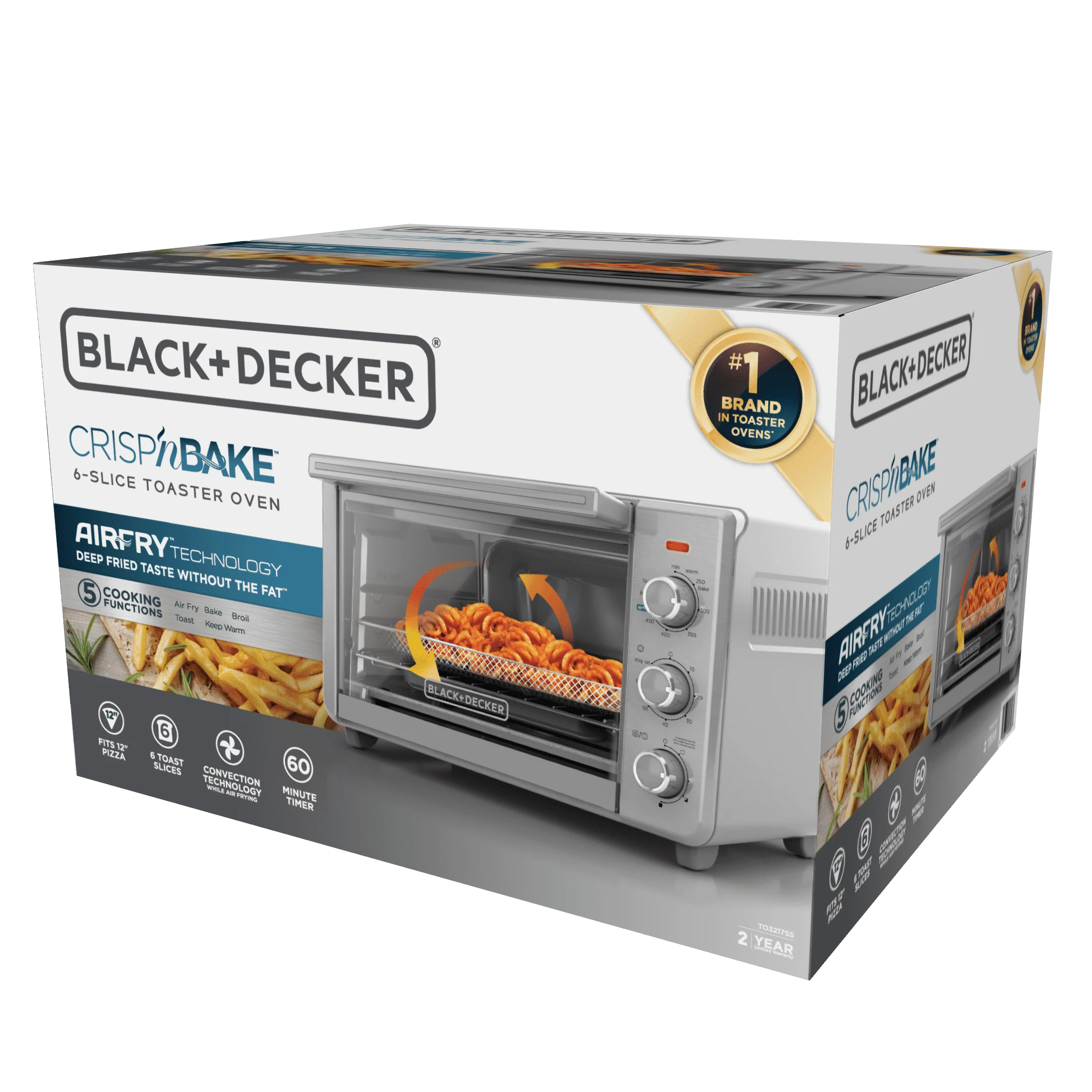 BLACK+DECKER 6-Slice Crisp 'N Bake Air Fry Toaster Oven, TO3217SS