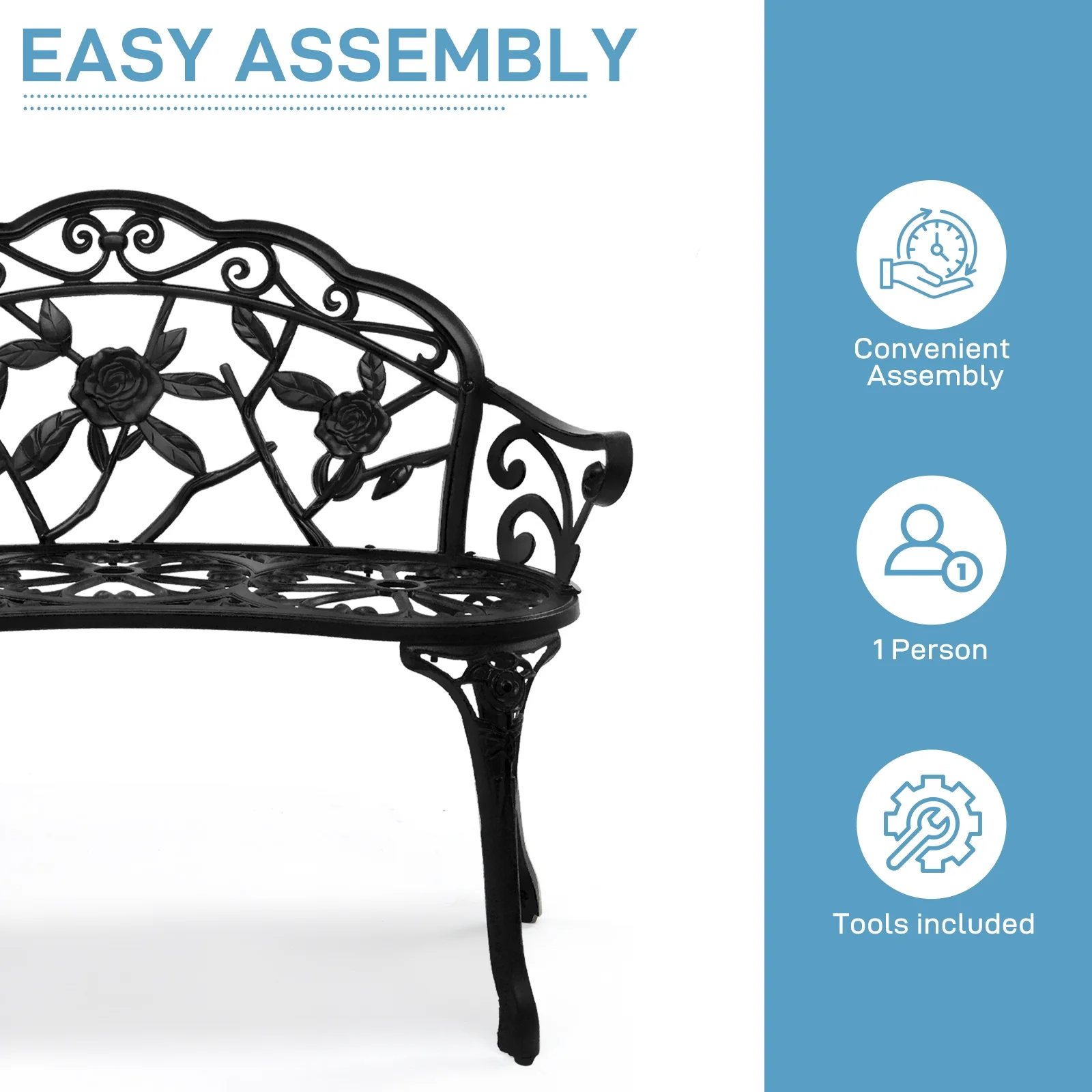 Ktaxon Outdoor Patio Park Garden Bench Courtyard Leisure Rose Cast Aluminum, Outdoor Loveset, Bronze