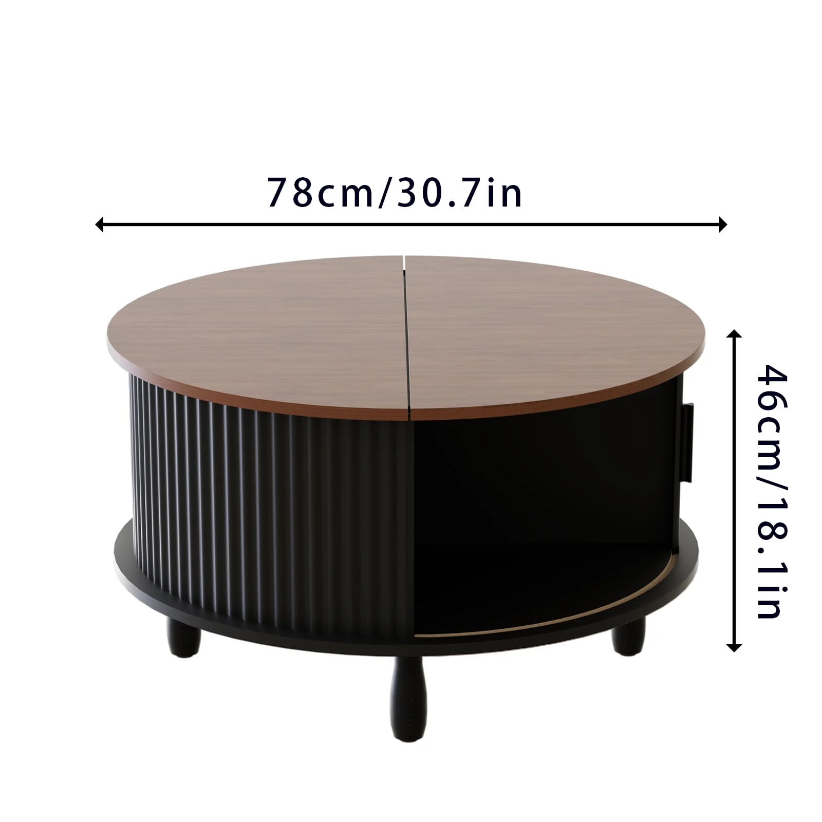 RUMLIVE Round Coffee Table with Storage, 30.7