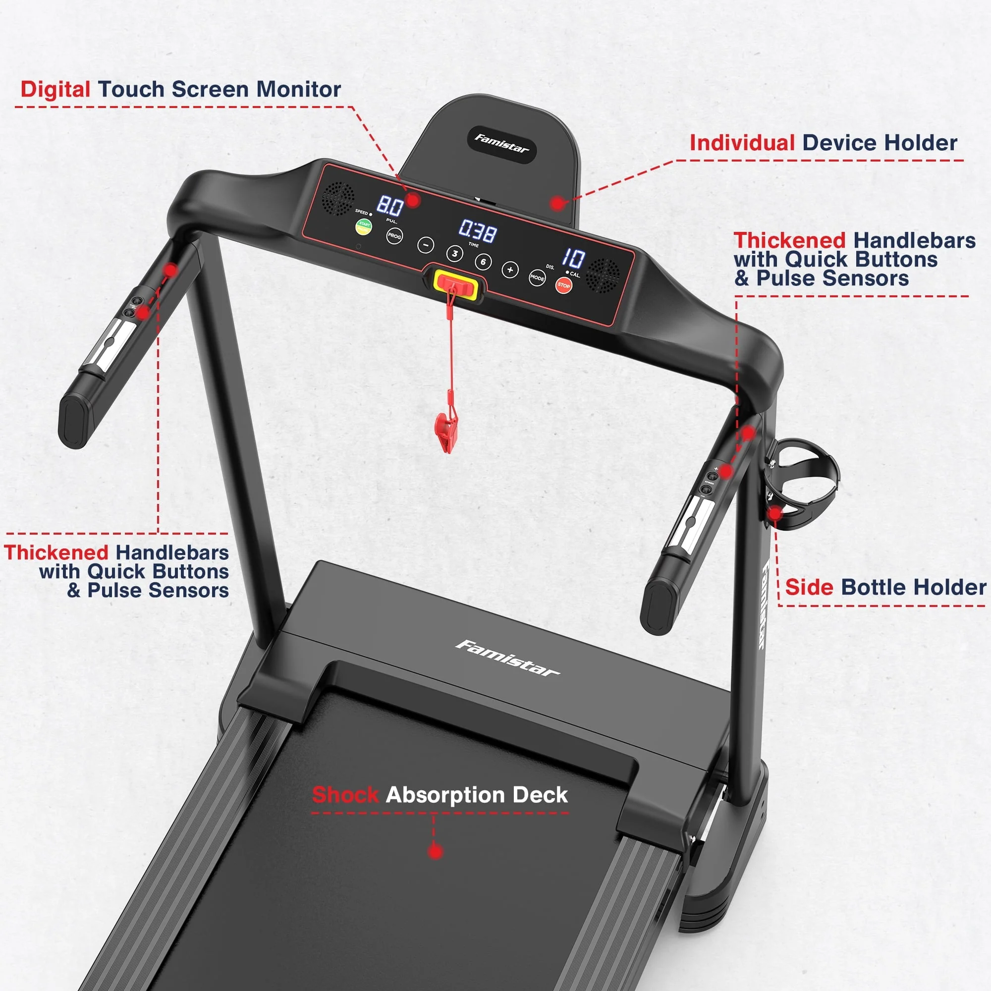 Folding Treadmill Clearance for Home with Adjustable Incline, Smart APP, 8MPH Speed, 250lbs, HiFi Bluetooth Speakers, 15 Programs 3 Modes, 3.0HP Foldable Compact Treadmill Walking Running Machine