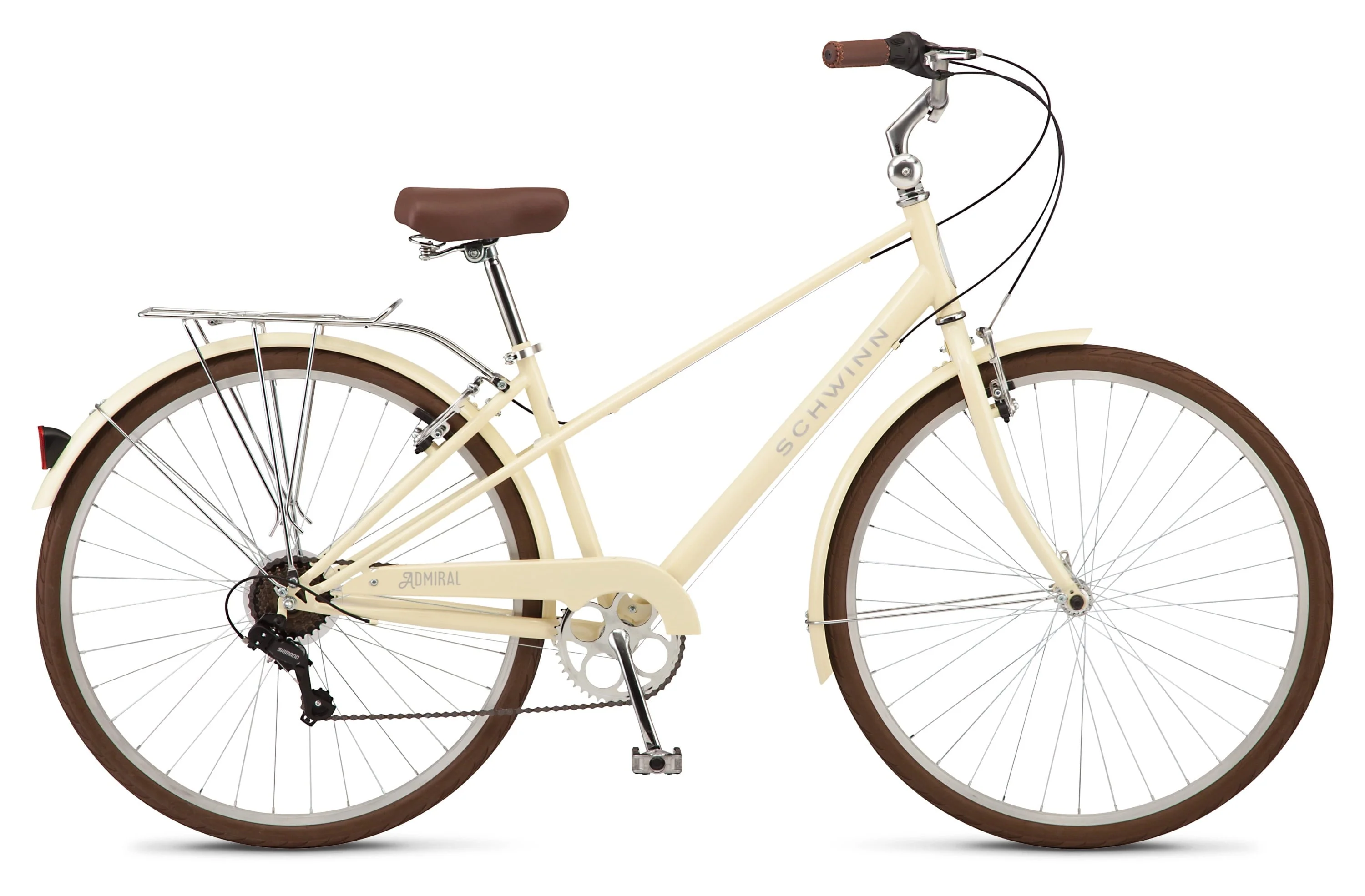 Schwinn Admiral 700c Adult Hybrid Bike, 7 Speed Womens Bike, Cream