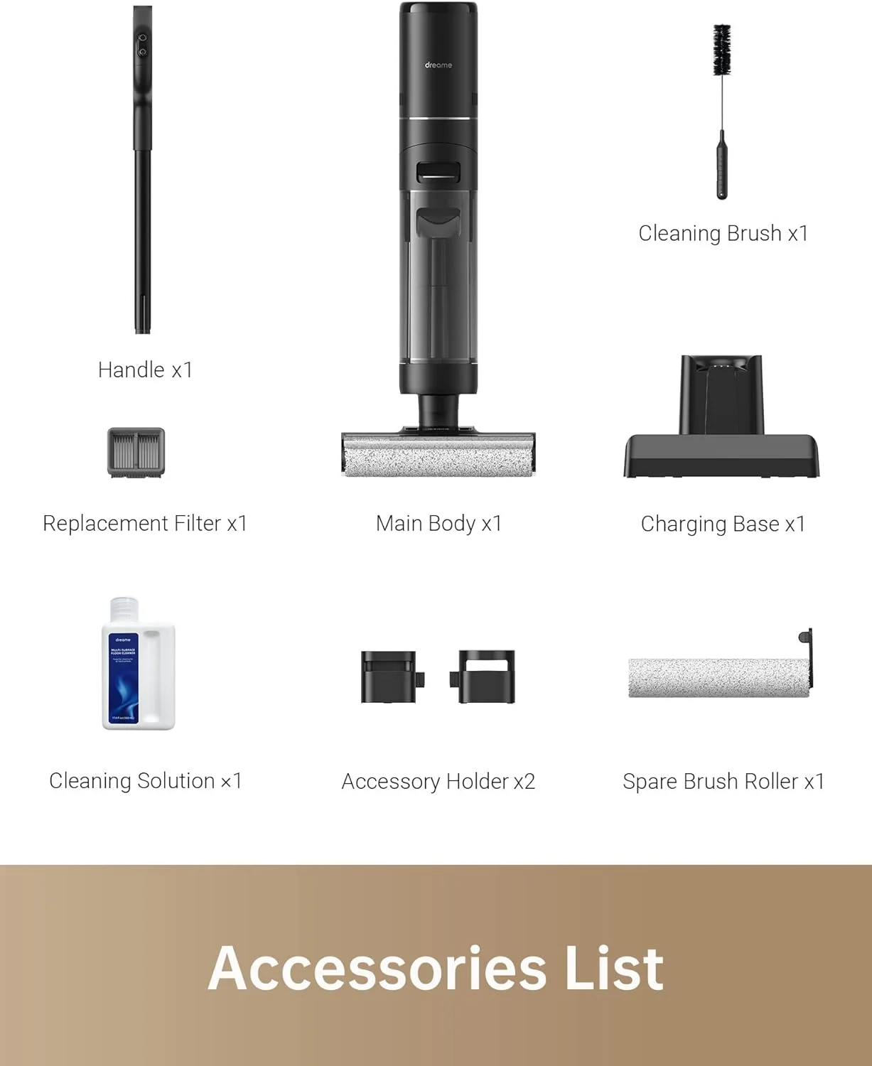 Dreame H12 Pro 900ml, 300W HP Wet Dry Vacuum Cleaner for Hard Floors with Accessories Included
