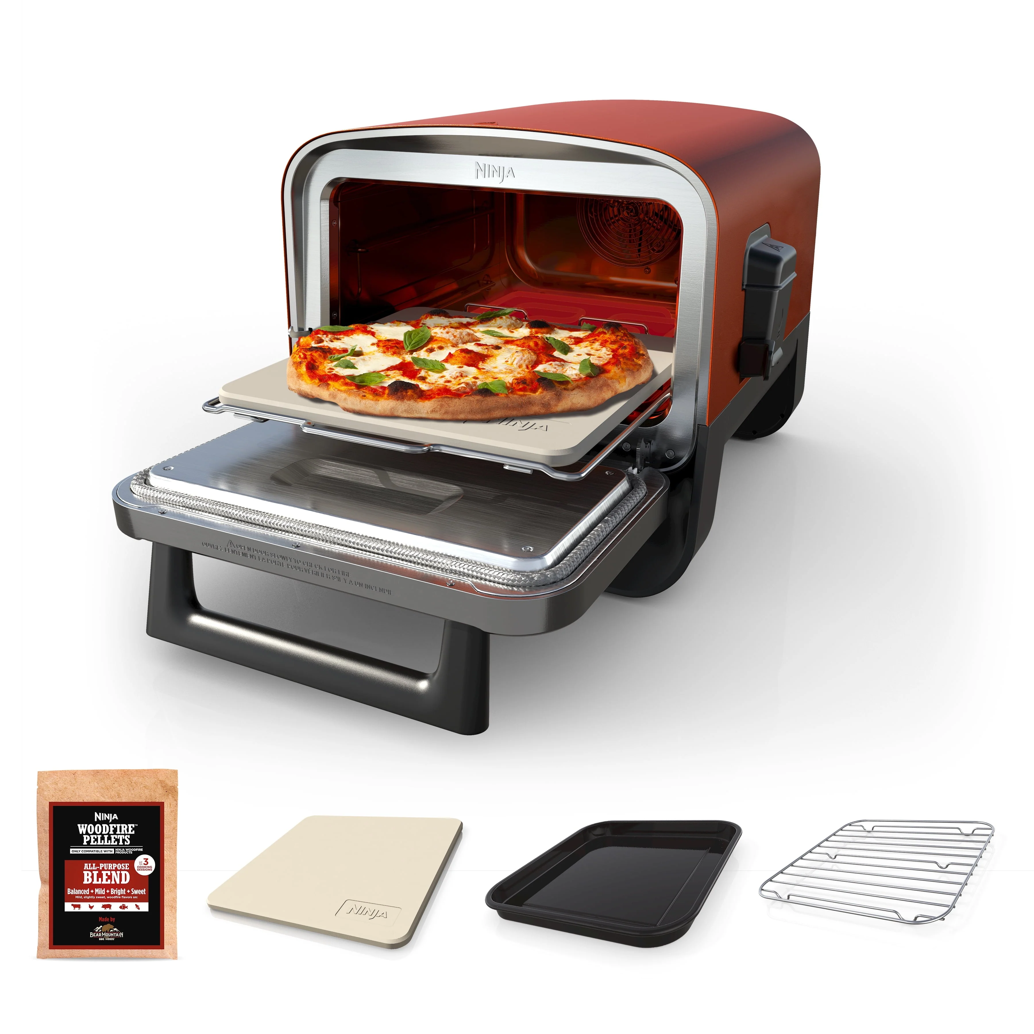 Ninja Woodfire�?8-in-1 Outdoor Oven, 700°F High-Heat Roaster, Artisan Pizza Oven, Foolproof BBQ Smoker with Ninja Woodfire�?Technology, Electric, OO101