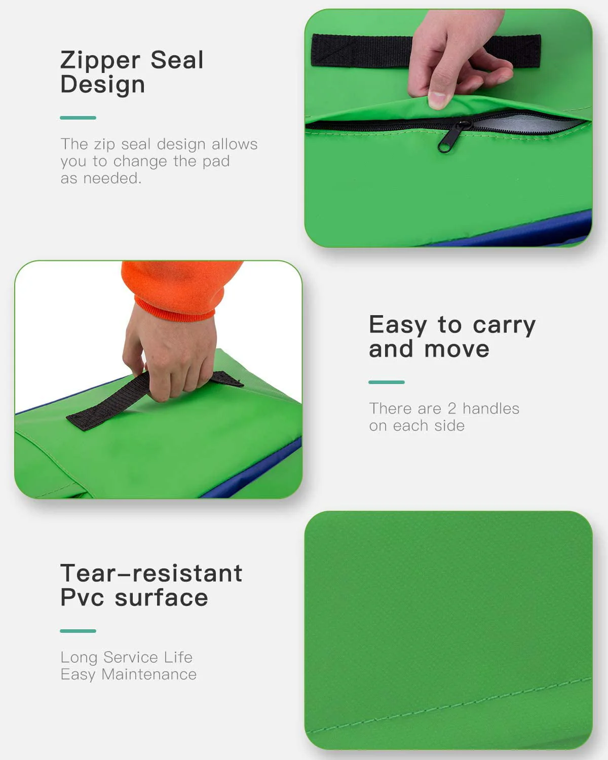 Dkeli Incline Gymnastics Mat Tumbling Mat Home Gym Mat 48''x24'' Non-slip PVC Surface, Blue