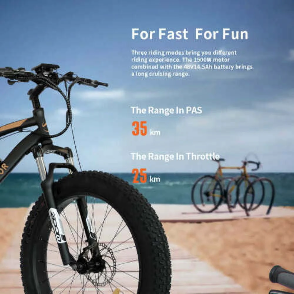 Aostirmotor Electric Mountain Bike, 749W Motor 48V 13AH Removable Lithium Battery Ebike with Rack, 26