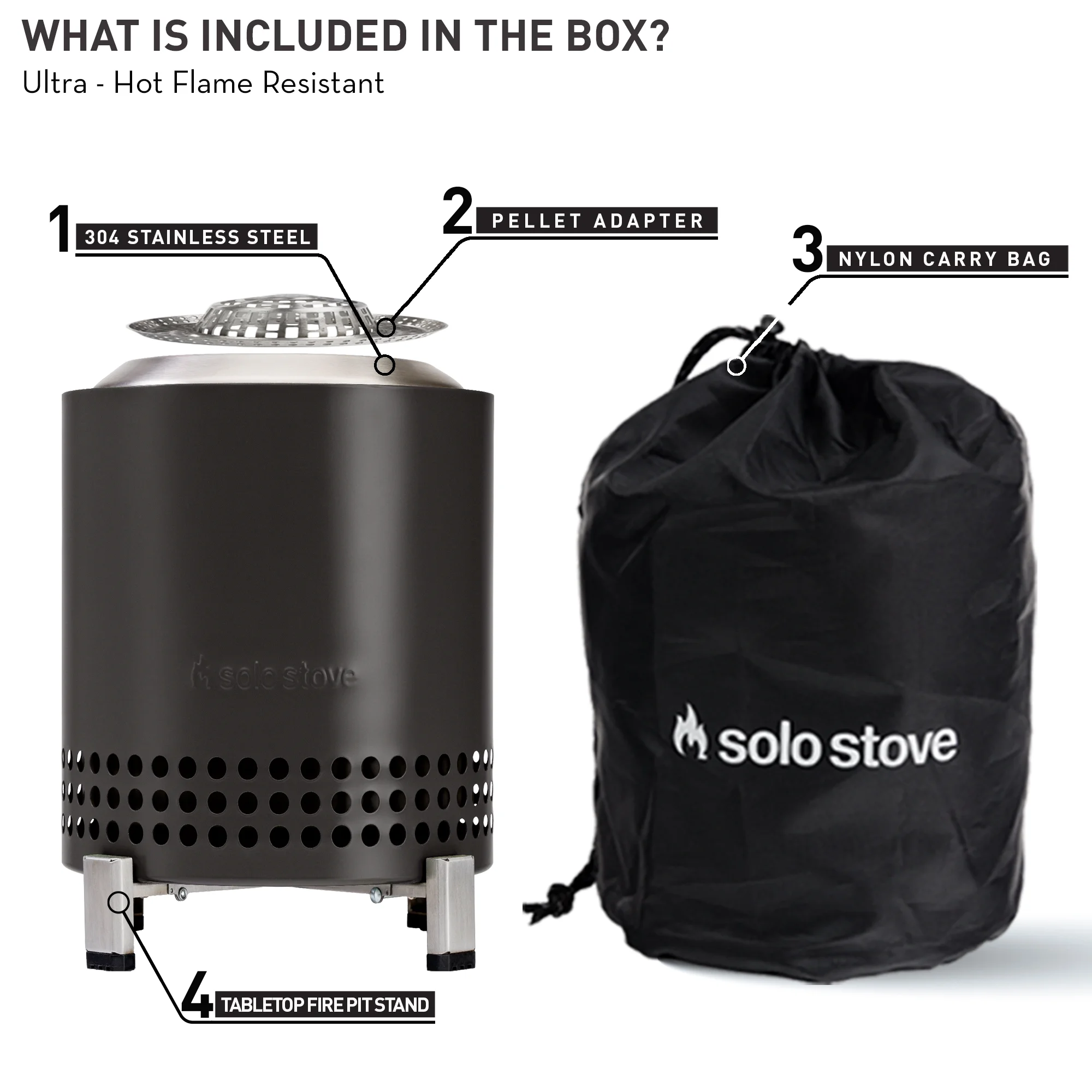 Solo Stove Mesa XL Tabletop Fire Pit with Stand | Low Smoke Outdoor Mini Fire for Urban & Suburbs | Fueled by Pellets or Wood, Stainless Steel, With Travel Bag, H: 8.6