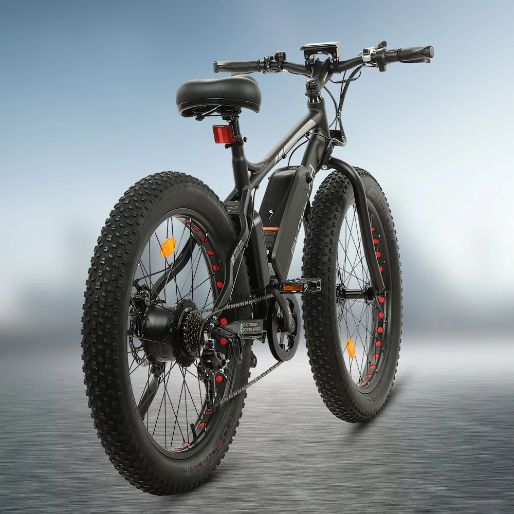 Ecotric 26 In. Electric Bicycle Fat Tire Wheel Snow Beach Mountain E-Riding Adult 36V 500 W Moped E bike