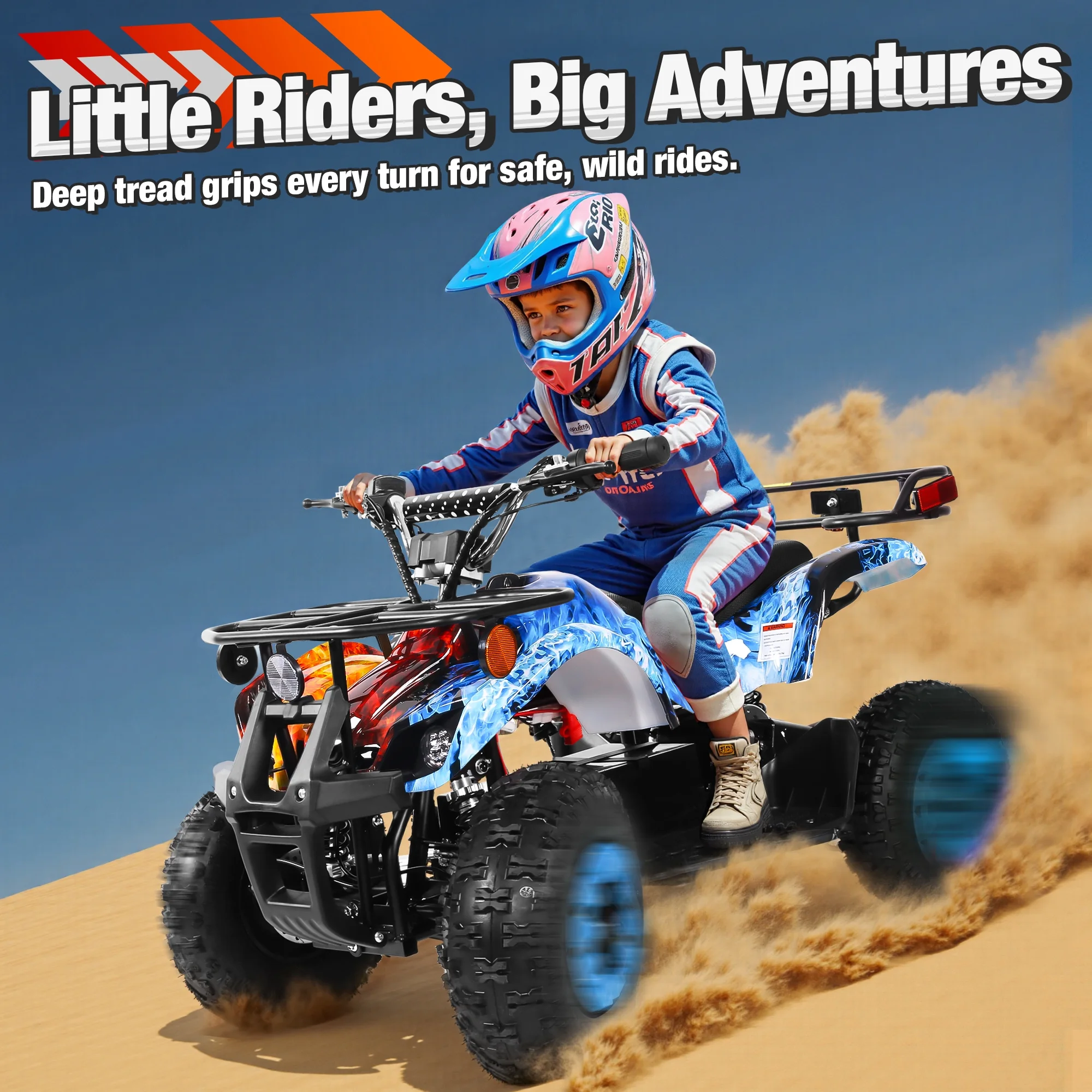 ATV for Kids, 36 Volt Ride on Toys, 500w Motor Quad Bike for Big Kids, Power Car Wheel with Metal Frame, Speed Control, Suspension, Black