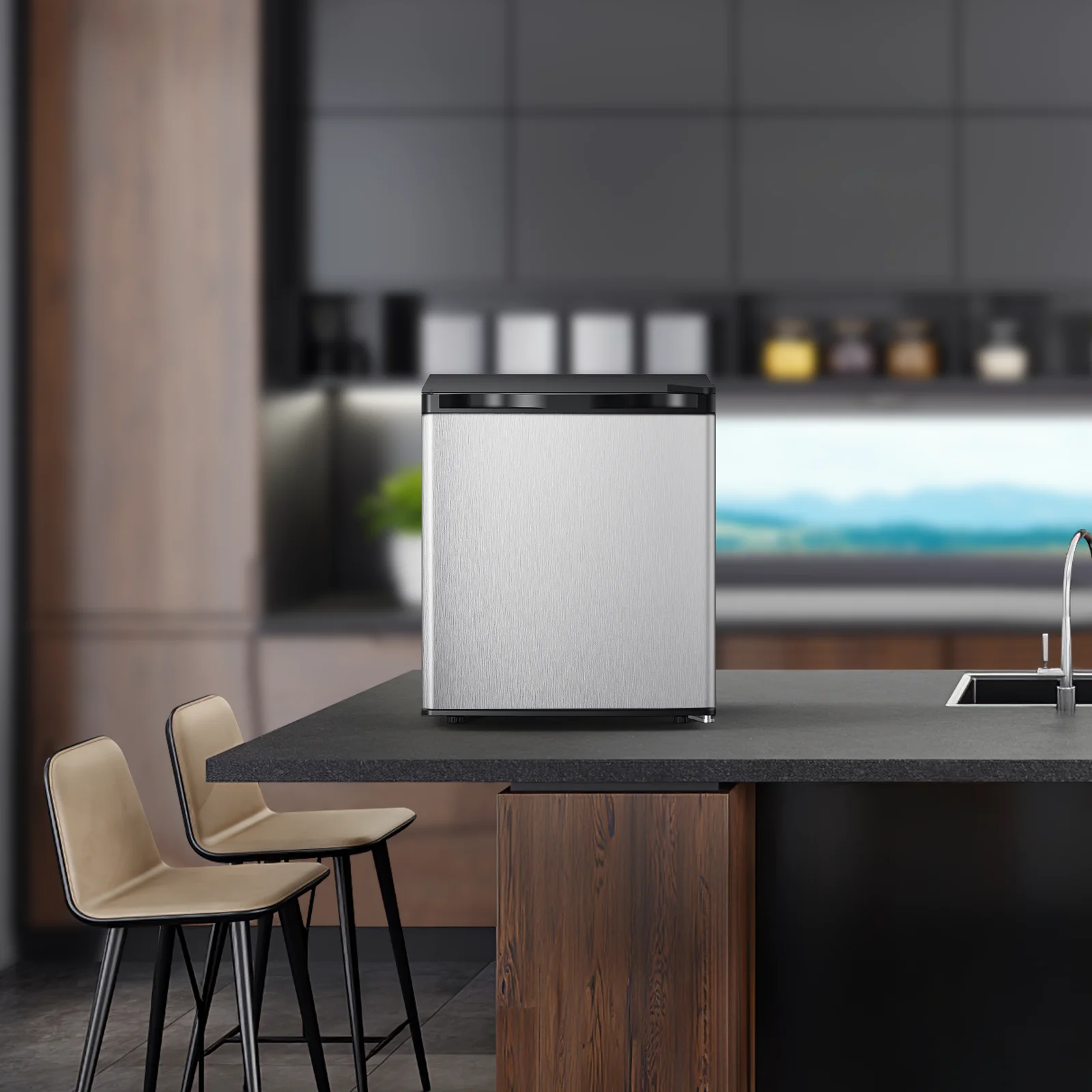 KNDKO 1.2Cu.ft Upright Freezer, Mini Freezer with Reversible Door, Perfect for Home/Office/Dorm, Black