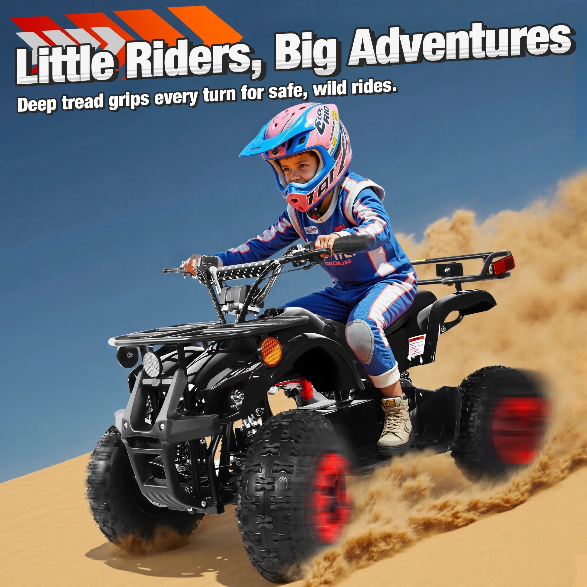 ATV for Kids, 36 Volt Ride on Toys, 500w Motor Quad Bike for Big Kids, Power Car Wheel with Metal Frame, Speed Control, Suspension, Black