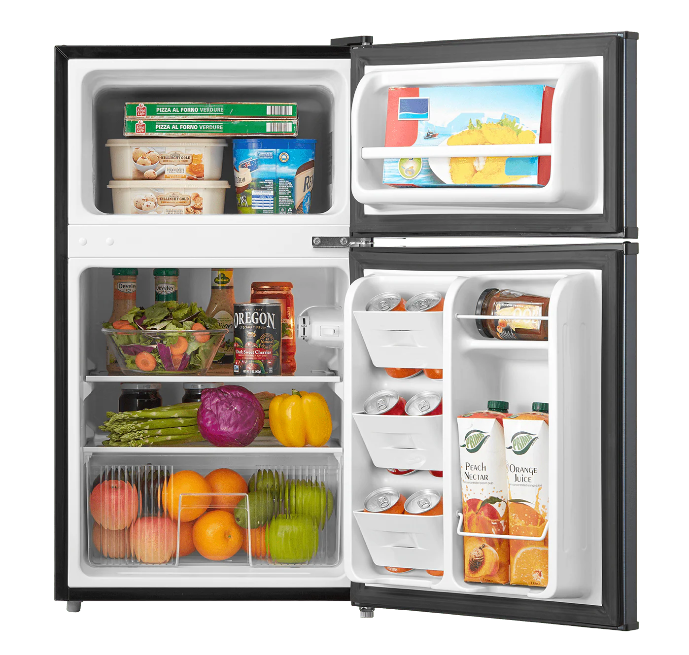 Arctic King 3.2 Cu ft Two Door Mini Fridge with Freezer, Stainless Steel, E-Star, ARM32D5ASL