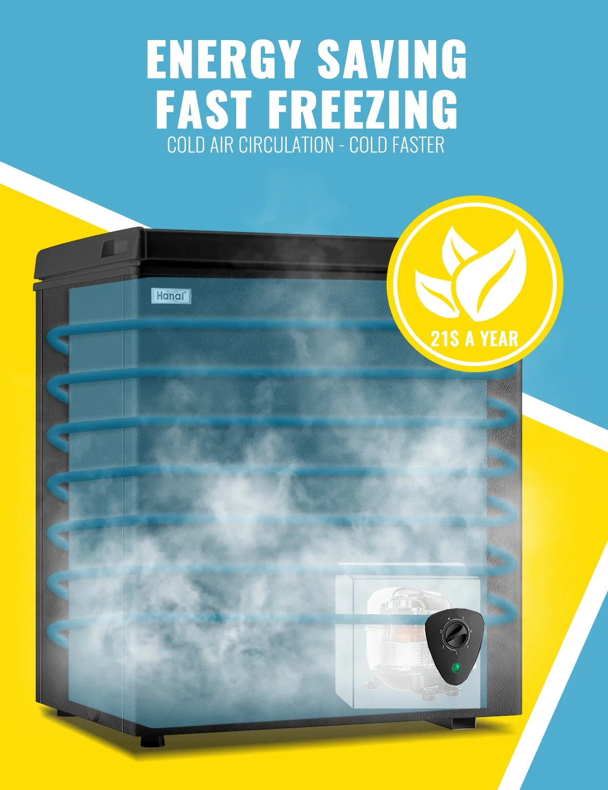 WANAI 3.5 Cu.ft Chest Freezer Small Deep Freeze with 7 Gears Temp Control Office Dorm Kitchen White