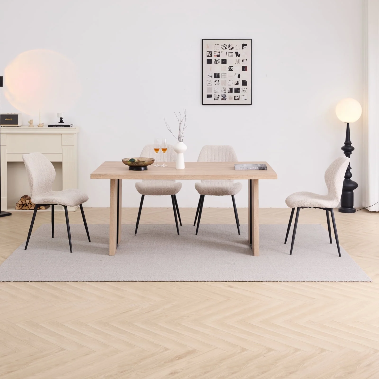 5pcs Rectangle Dining Table Chairs Set for 4, 63