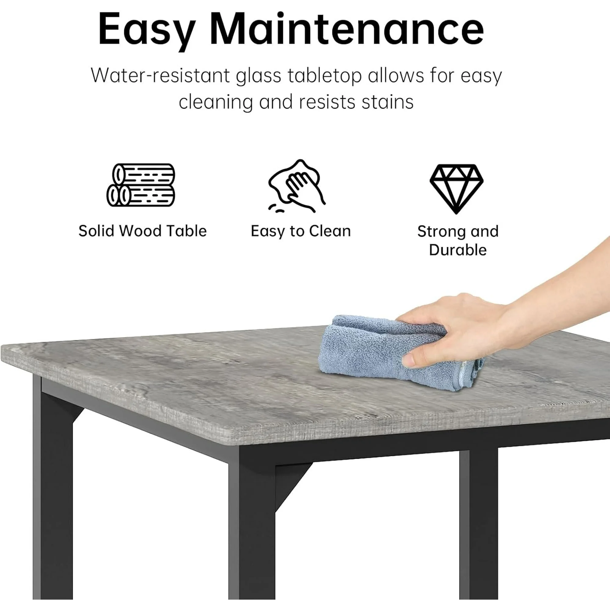 Lamerge 4 Person Dining Table Set, Solid Wood Dining Table with 4 Upholstered Leather Chairs, Modern Kitchen Dining Room Dining Table Set for Small Spaces, Apartments, Kitchens, Dining Rooms. White