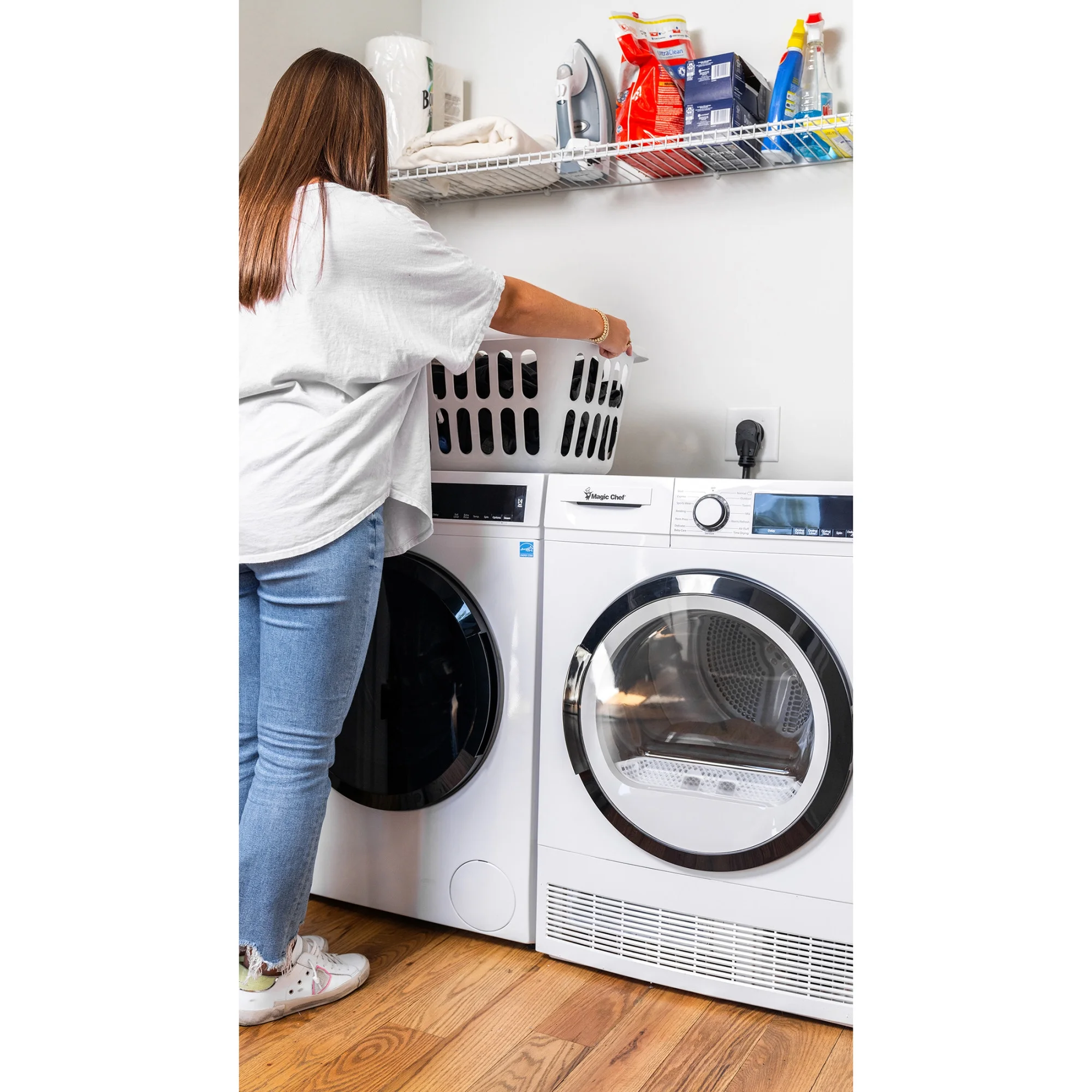 Magic Chef 4.0 cu. ft. Ventless, Condensing Front Load Stackable Electric Dryer, 24 in. in White in White