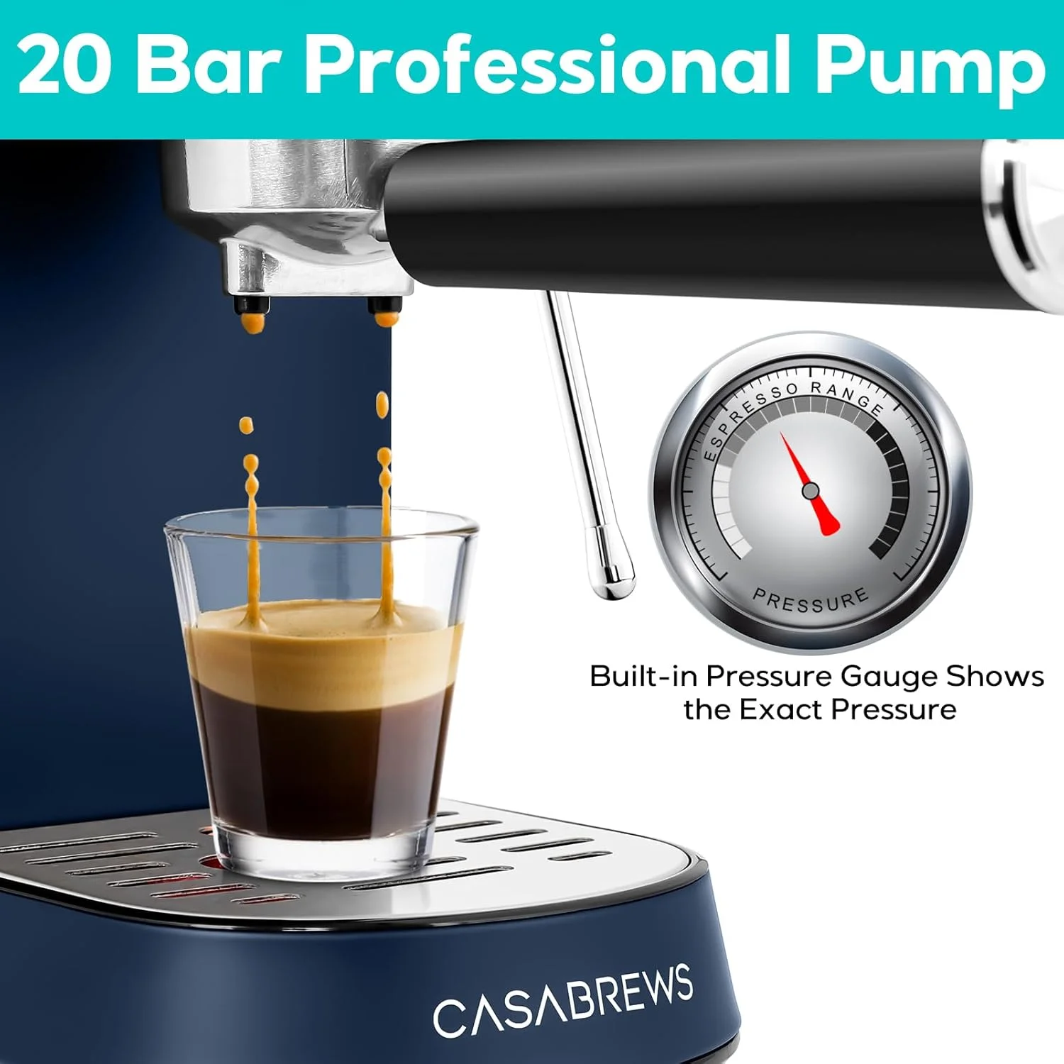CASABREWS CM5418 20-Bar Espresso Machine and Coffee Maker, Silver