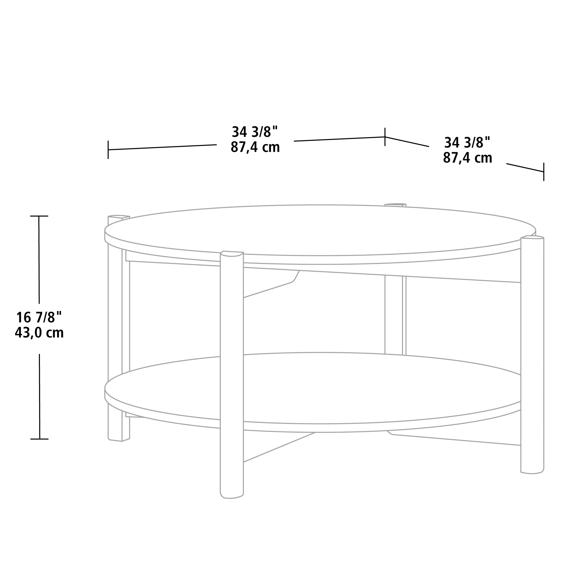 Mainstays Round Modern Dowel Coffee Table, Natural Teak Finish