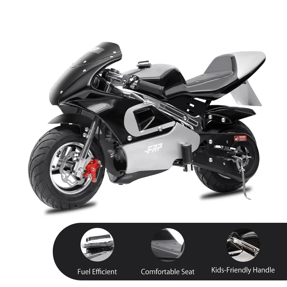 FRP 2 Stroke Pocket Bike 02, Mini Bike for Kids Max Weight 165 LB, Streamline Style Mini Pocket Bike W/ Strong Dual Brakes, Racing Pocket Rocket Max Speed 20 Mph, Blue