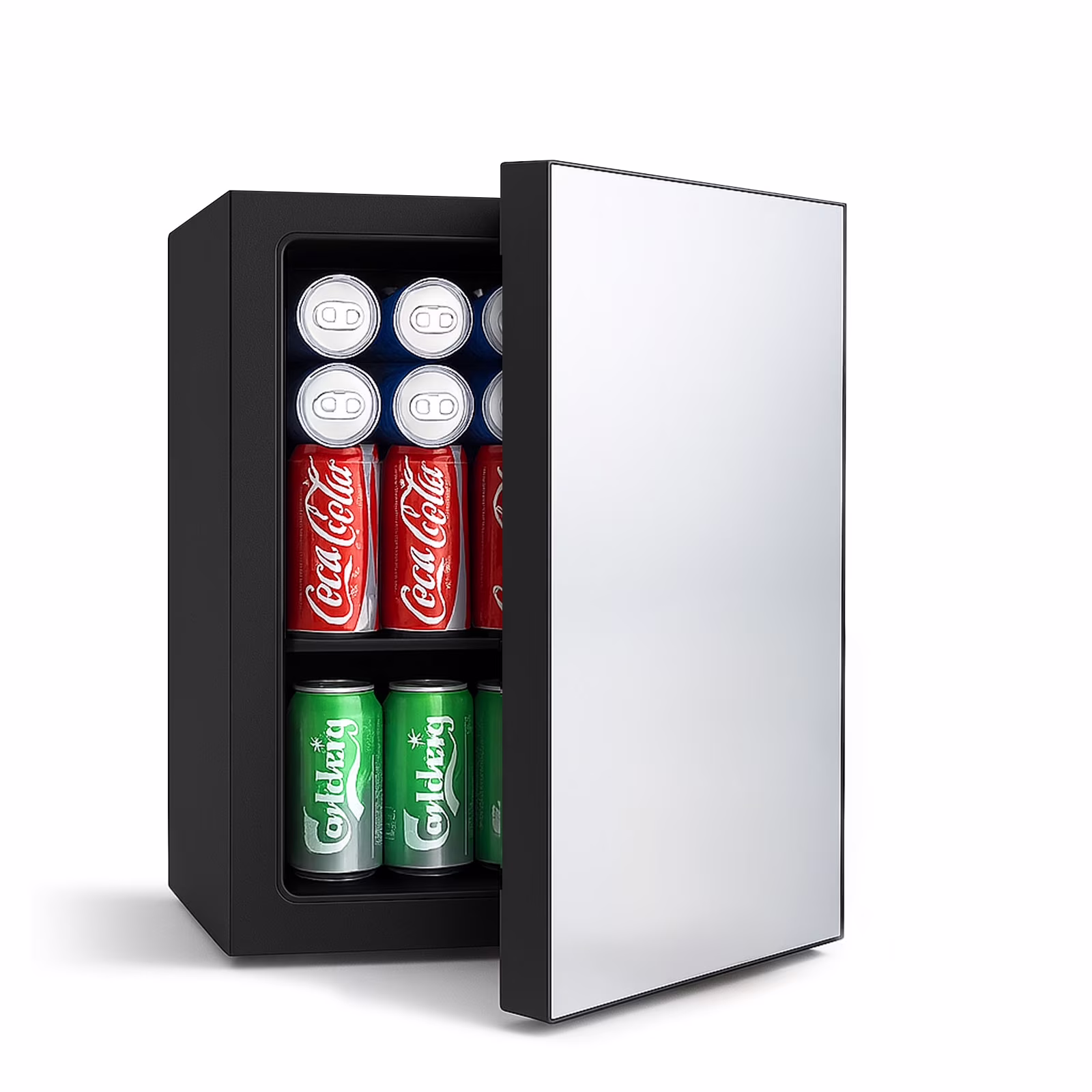 24Can/0.9Cu Mini Refrigerator and Personal Beauty Cooler, Mirrored Door Compact Beverage Fridge for Beer,Wine