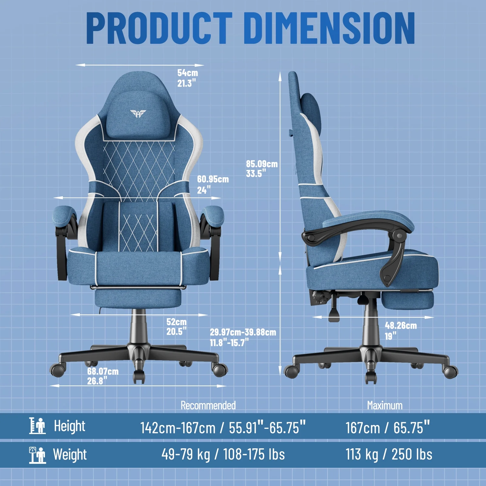 SOONTRANS Gaming Chair for Adults, Velvet Fabric High Back Comfortable Video Game Chair with Footrest and Massage Lumbar Cushion, Racing Computer Desk Chair, Ergonomic Gamer Chair, Black/Grey
