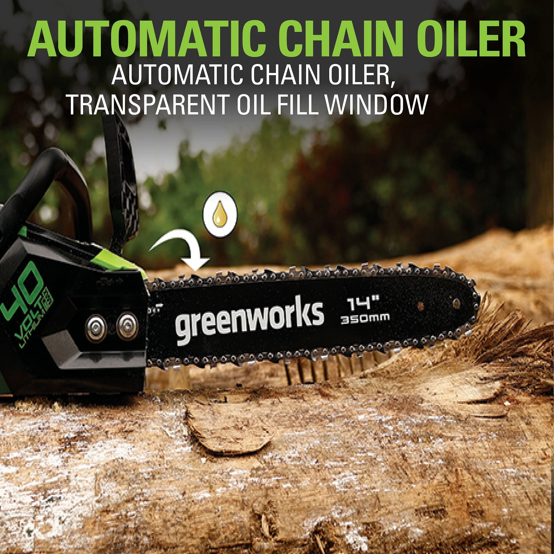 Greenworks 40V 14-inch Brushless Chainsaw with 2.5 Ah Battery and Charger, 2012802