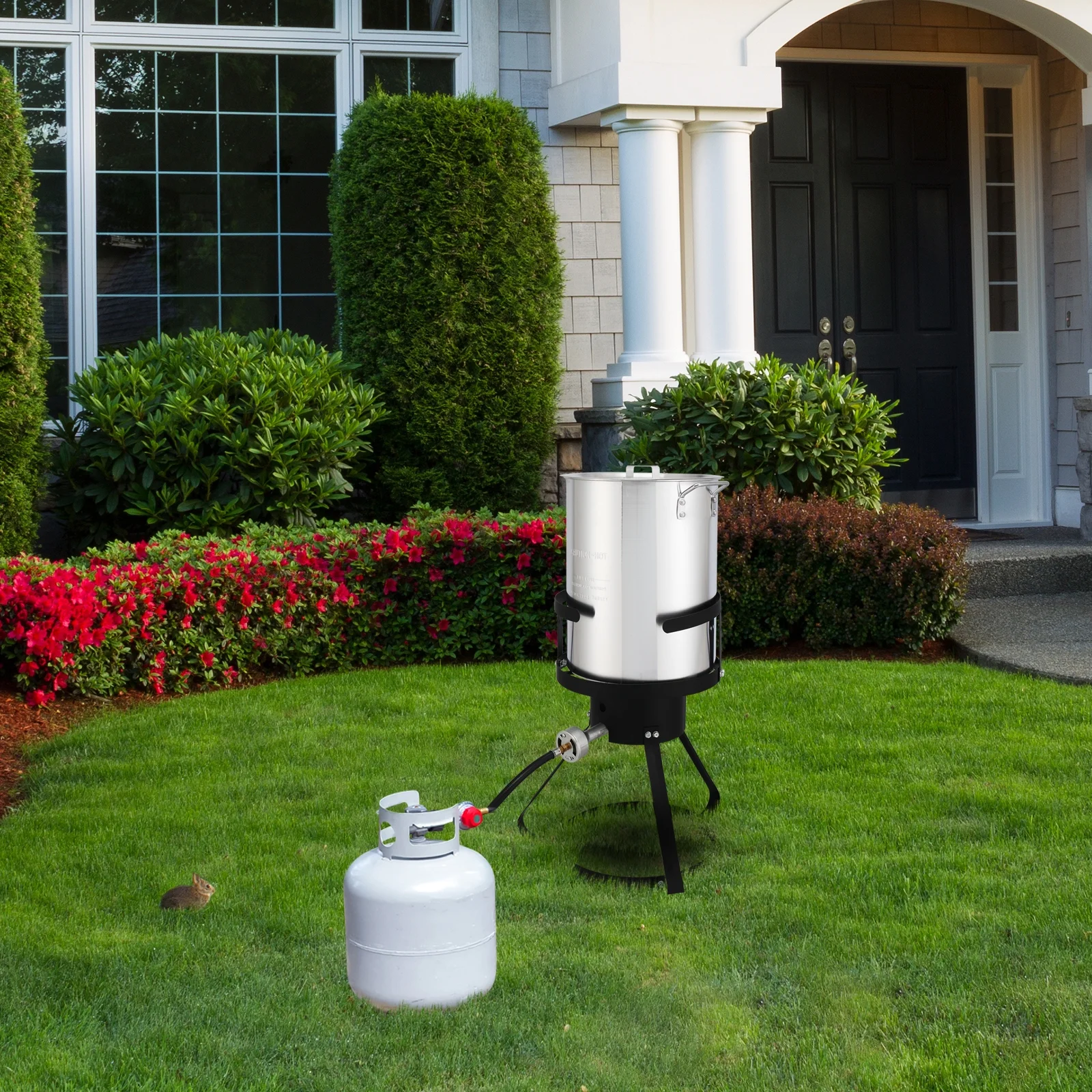 Qiushi 30QT Turkey Fryer Kit with 10QT Fish Pot, 54,000 BTU Outdoor Propane Gas Fryer Cooker, Includes Aluminum Pots, Basket, Poultry Rack, Thermometer for Frying, Boiling, and Seafood Cooking