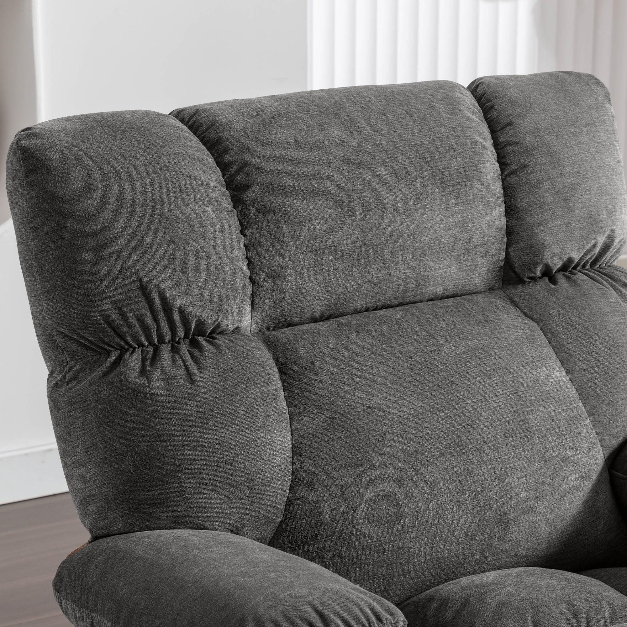 JONPONY Manual Recliner Chair with Heat Therapy and Massage Function, Heavy Duty Reclining Mechanism Massage Chair, Elderly Single Rocker Sofa with Cup Holders for Bedroom Home Theater,Grey