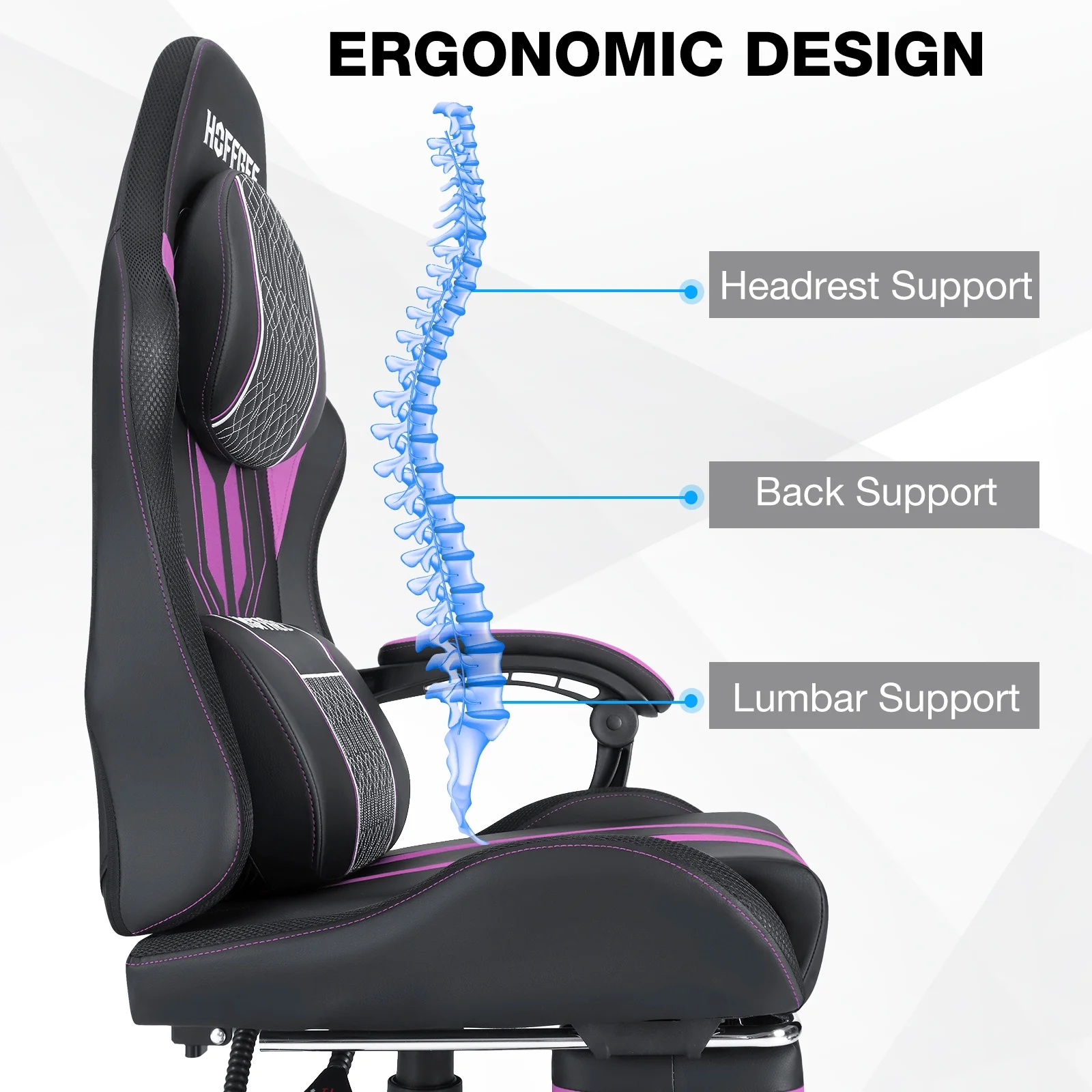 Hoffree Gaming Chair with Bluetooth Speakers Big and Tall Gamer Chair with Footrest and Massage Game Chair with Lumbar Support and 360-Swivel Seat and Headrest for Adults, 400lbs