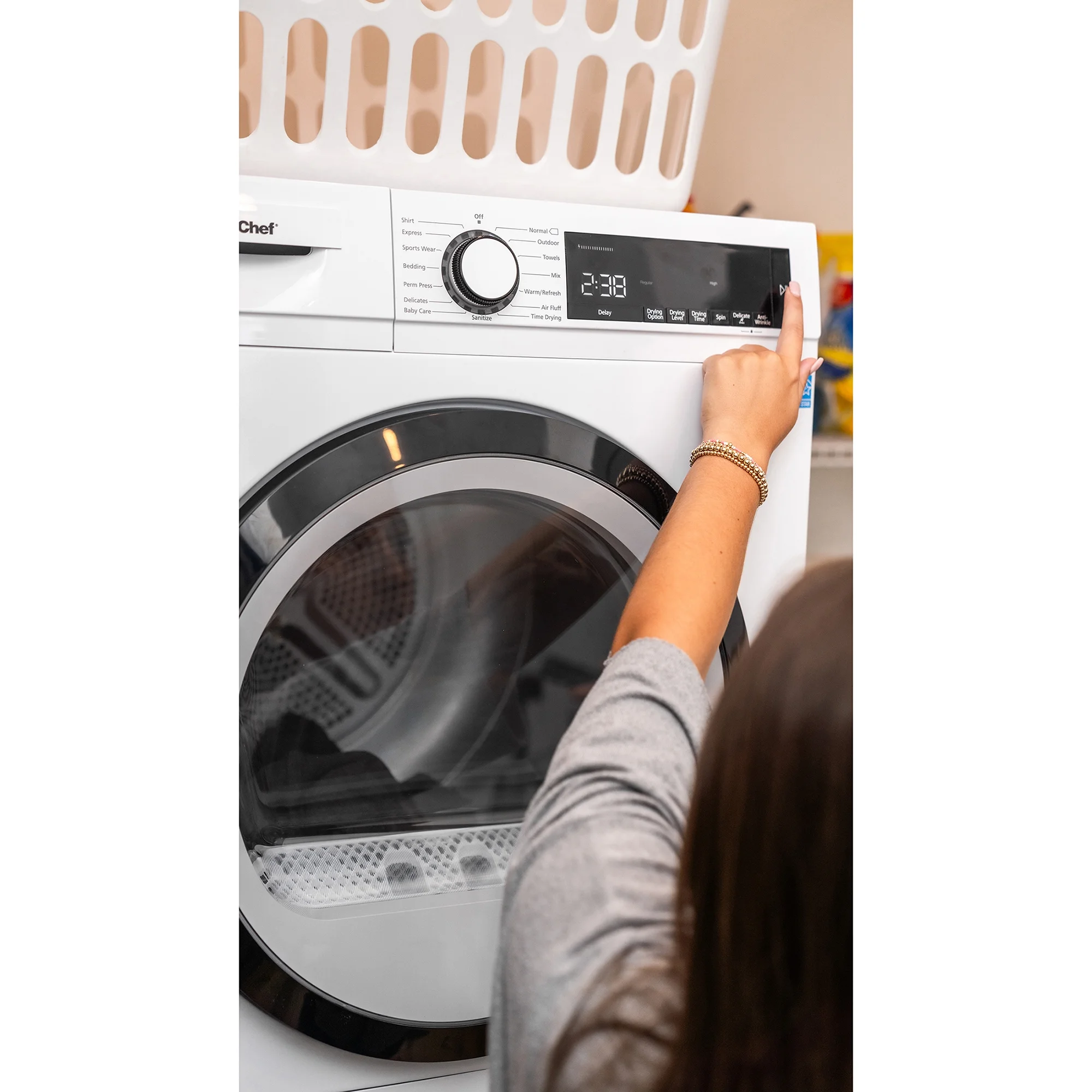 Magic Chef 4.0 cu. ft. Ventless, Condensing Front Load Stackable Electric Dryer, 24 in. in White in White