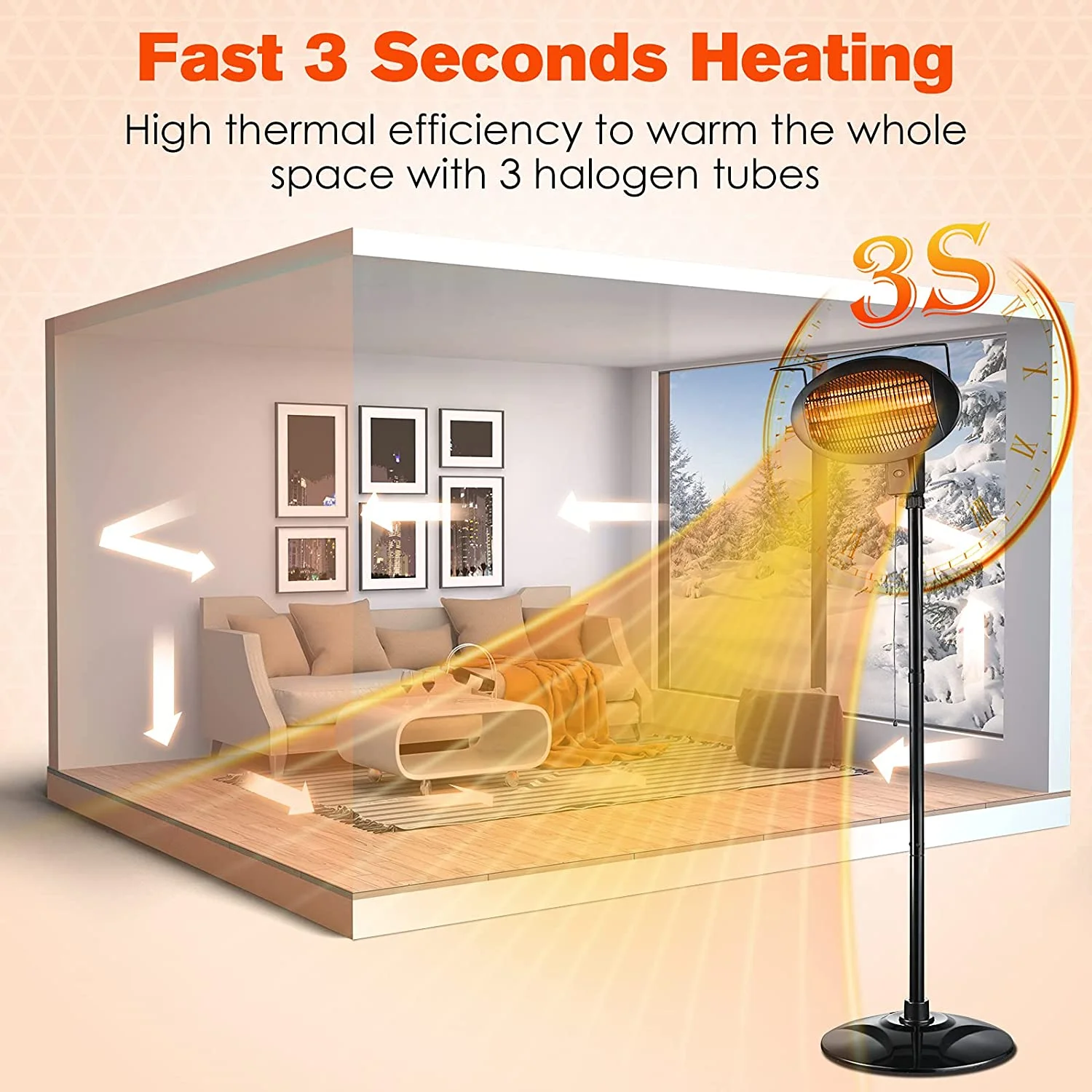 iMeshbean Patio Heater-Mounted 600/1500W Infrared Outdoor Heater Ceiling Mounted Style