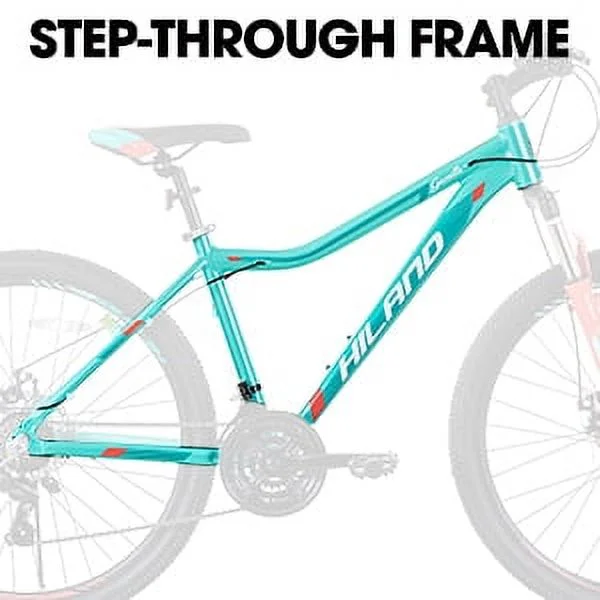 Hiland Mountain Bike for Woman, Shimano 21 Speed 26 inch Wheels Mountain Bicycle, Mint Green